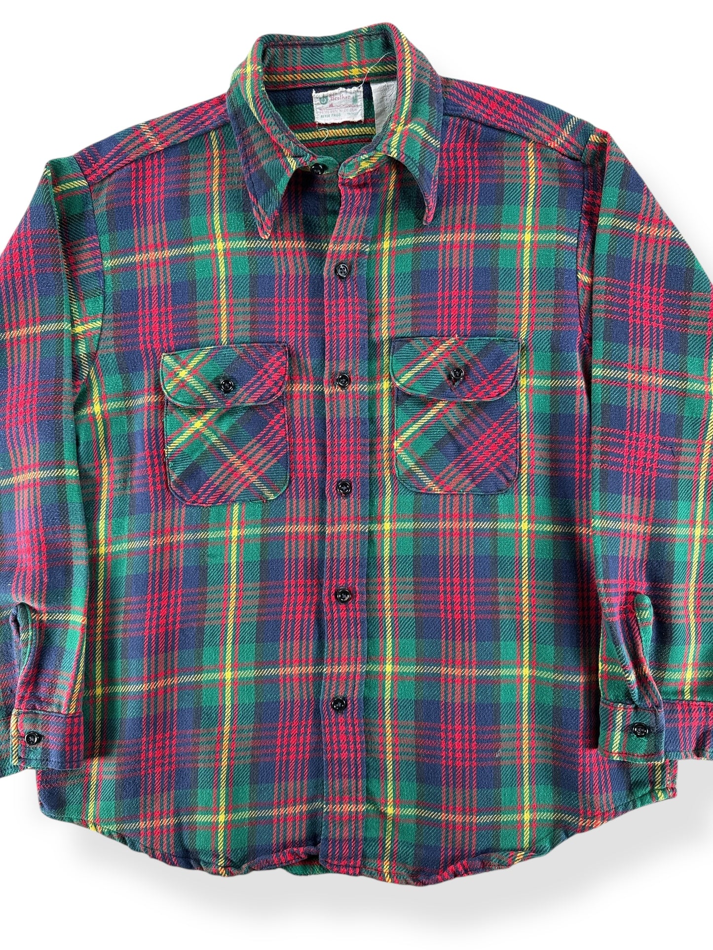 Front Close Up of Vintage 5 Brothers Cotton Flannel SZ L