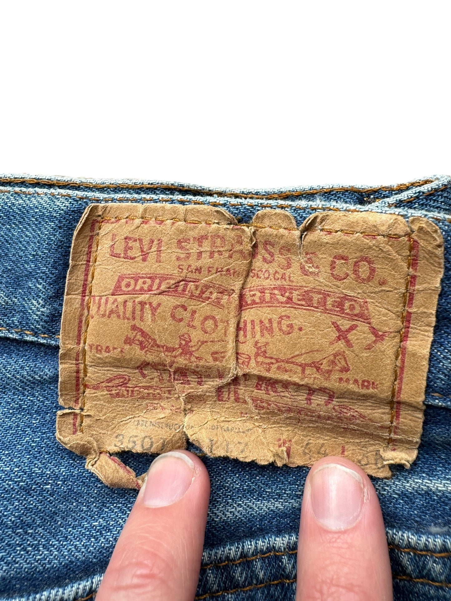 Paper Ta on Vintage Double Stitch Levi's Redline Jeans W42