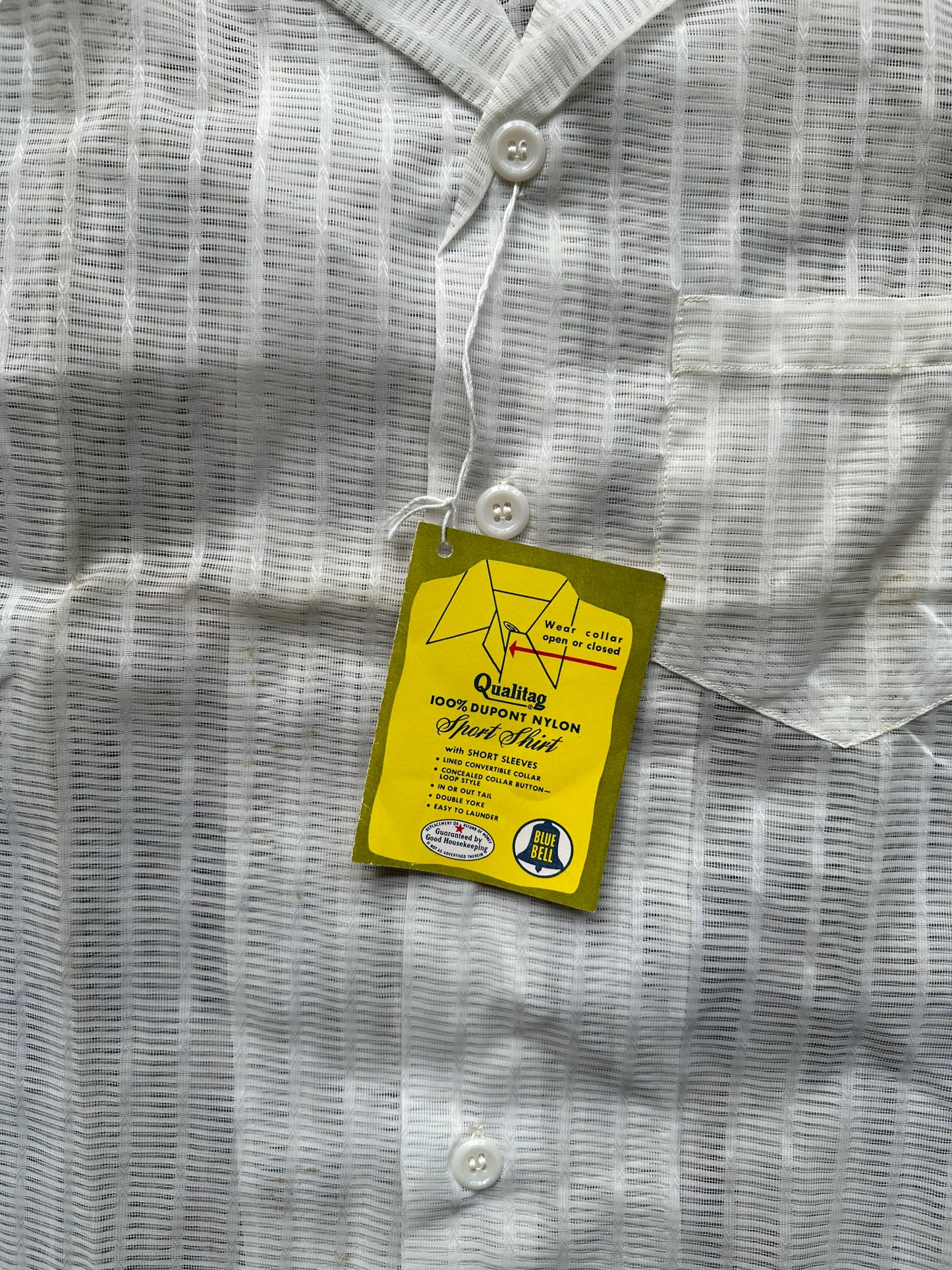 Tag View of Vintage Deadstock Blue Bell Nylon Loop Collar Shirt SZ 12 | Vintage Loop Collar Shirt Seattle | Barn Owl Vintage Seattle
