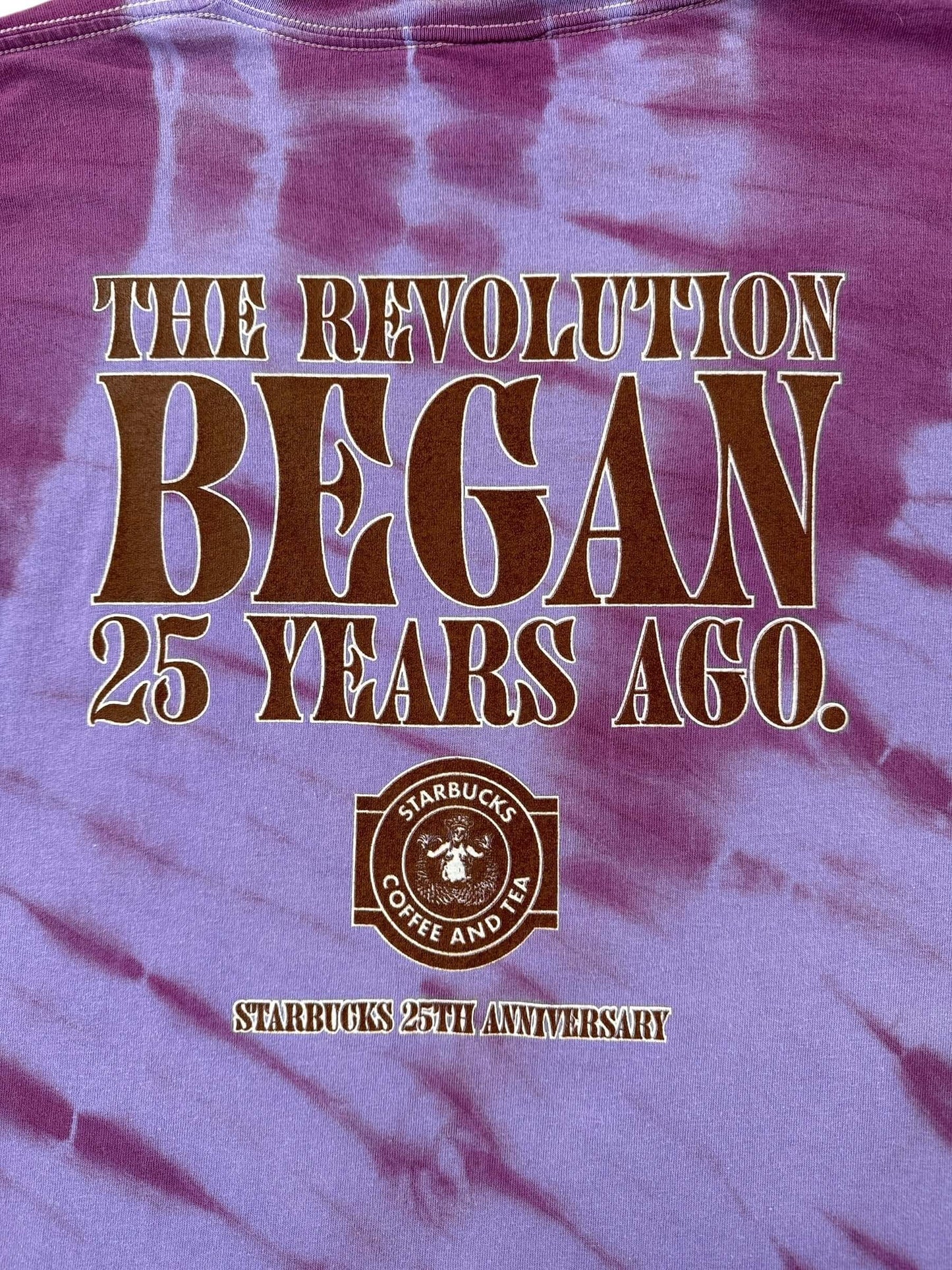 Back Graphic of Vintage Tie Dye Starbucks 25th Anni Tee SZ XL