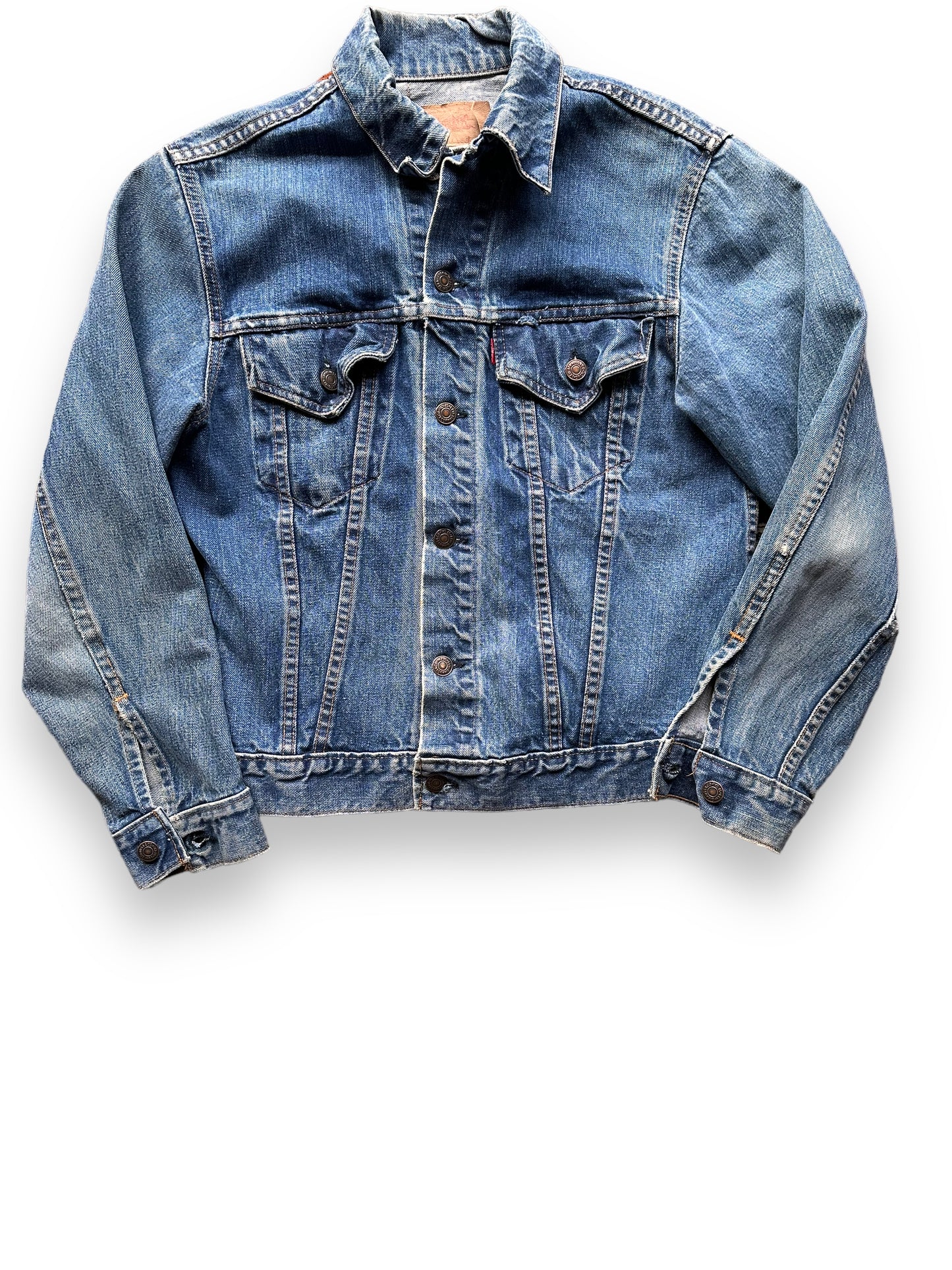 Front View of Vintage Levis Type 3 Denim Trucker Jacket SZ L | Vintage Levis Jacket Seattle | Seattle Vintage Denim Clothing