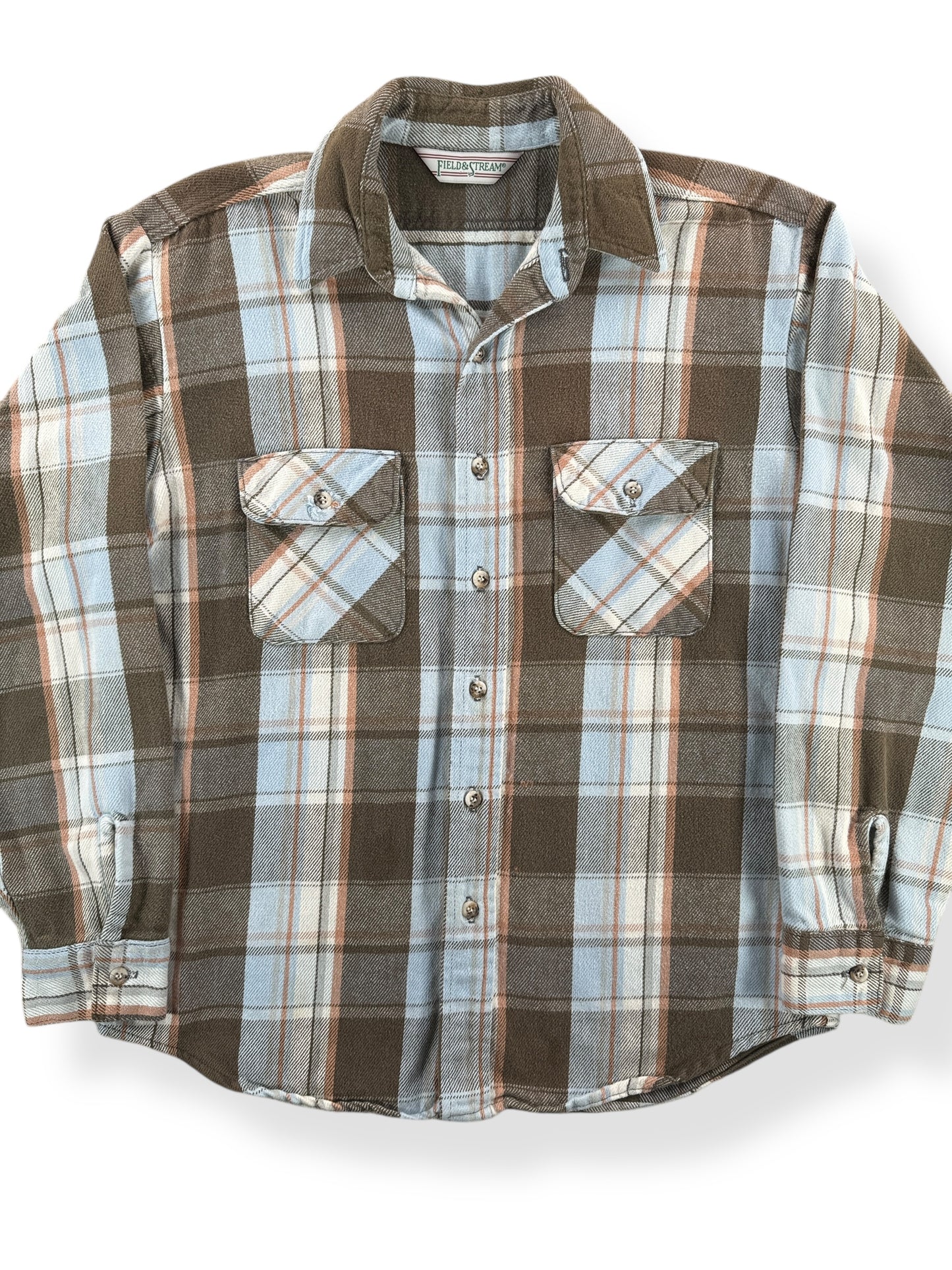 Front Close Up of Vintage Field & Stream Cotton Flannel SZ L