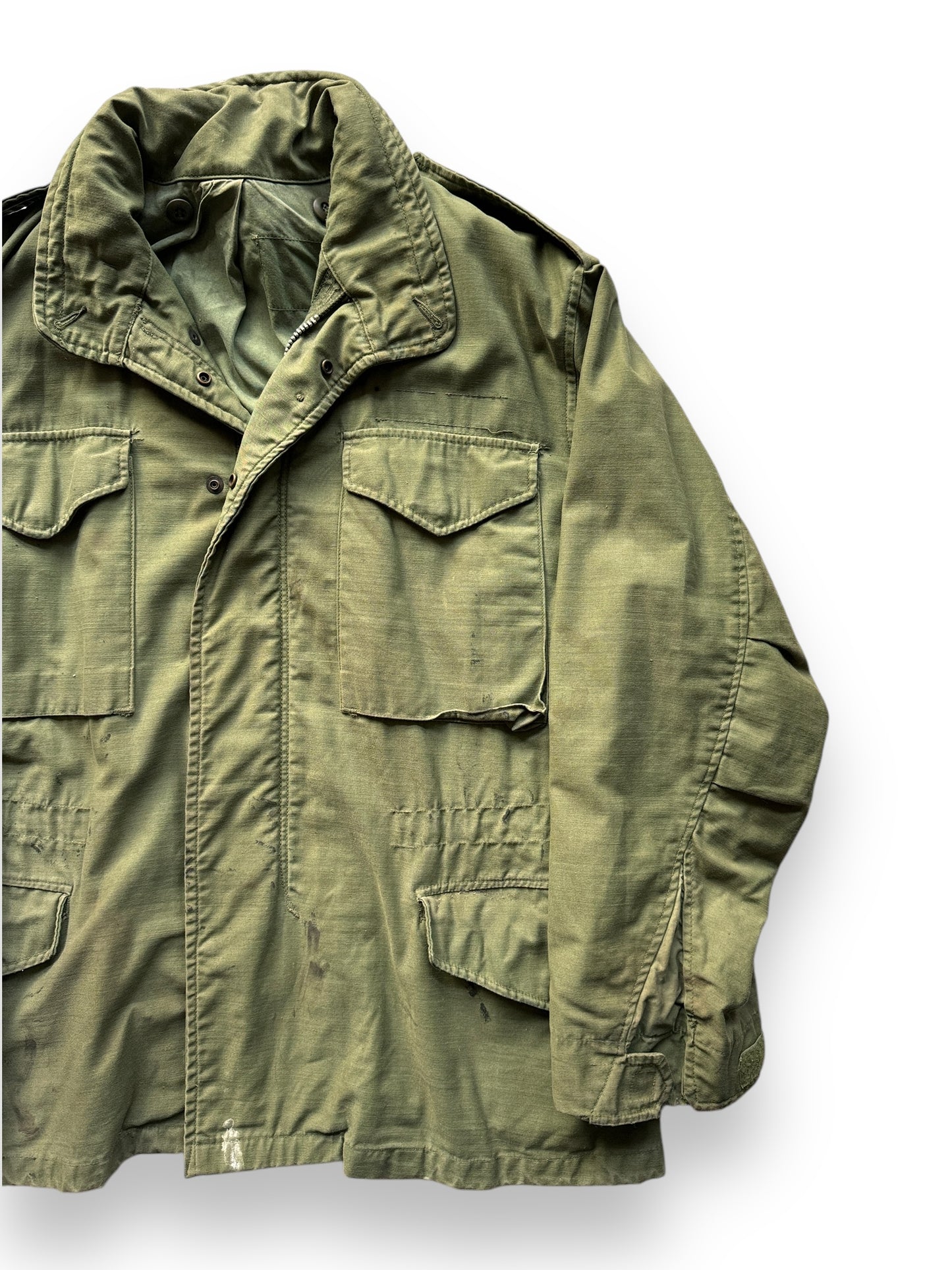 front left of Vintage Stained M-65 Field Jacket SZ L