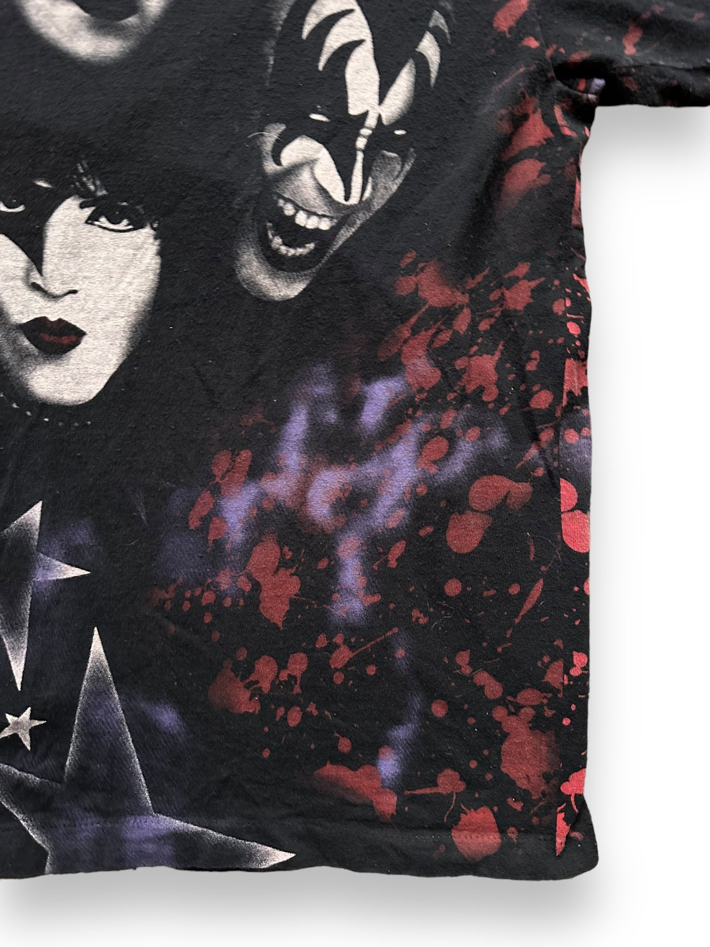 Lower Front Left View of Vintage KISS 1996-97 Tour Tee Size L | Barn Owl Vintage Clothing | Vintage Rock Tees Seattle