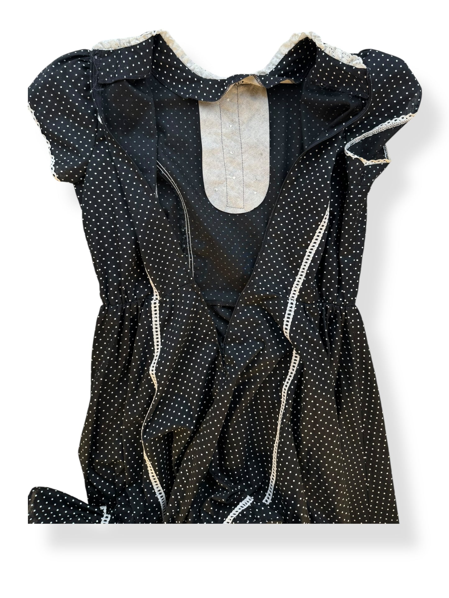 Open back of Vintage Polka Dot Square Dancing Dress L