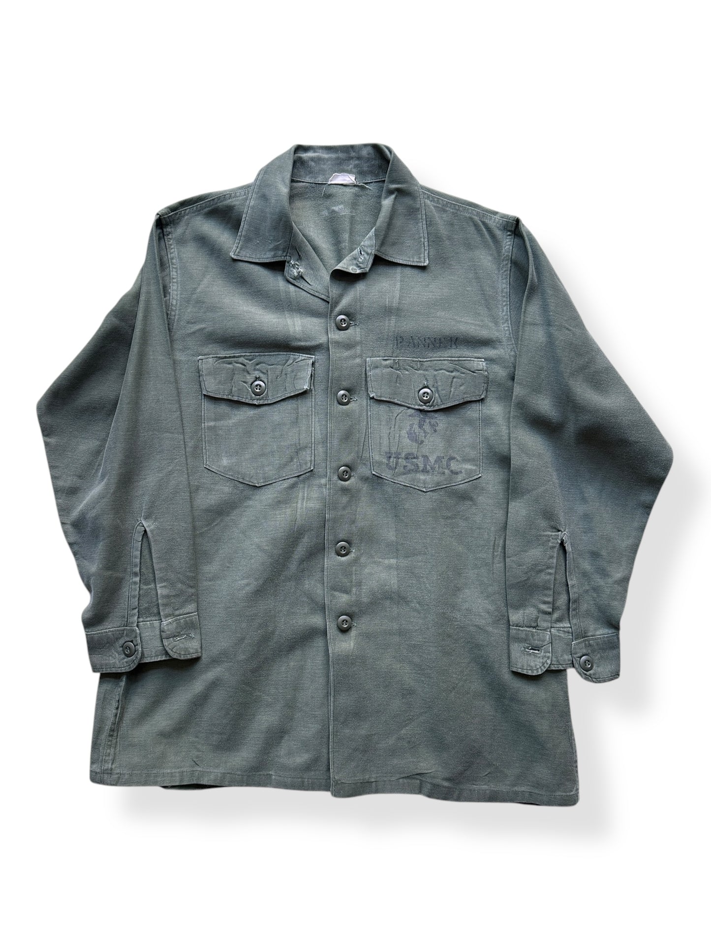 Front of Vintage 1968 Cotton Sateen USMC Top SZ L