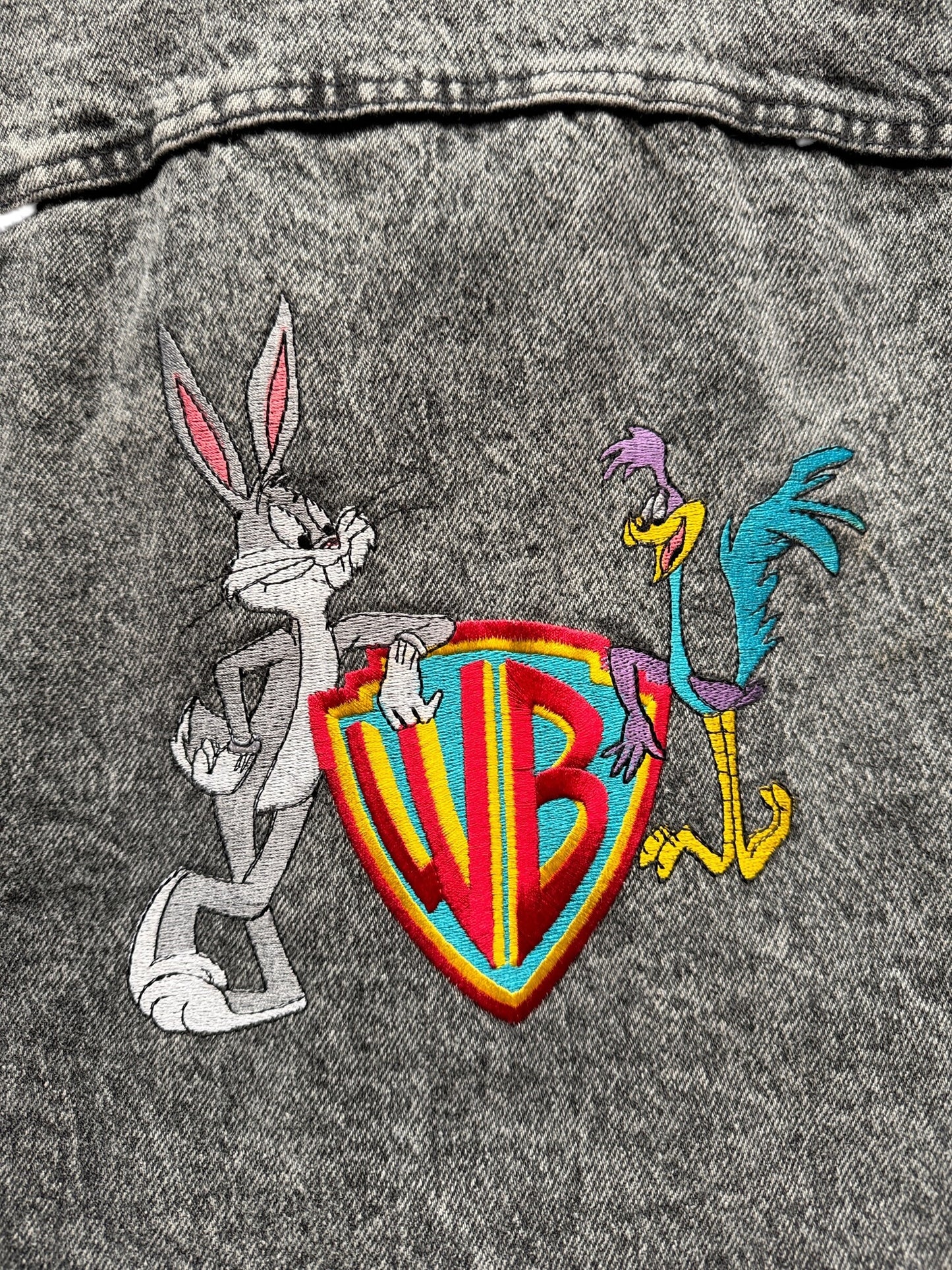 Back Embroidery on Vintage Looney Tunes Warner Brothers Lee Rider Jacket SZ XL