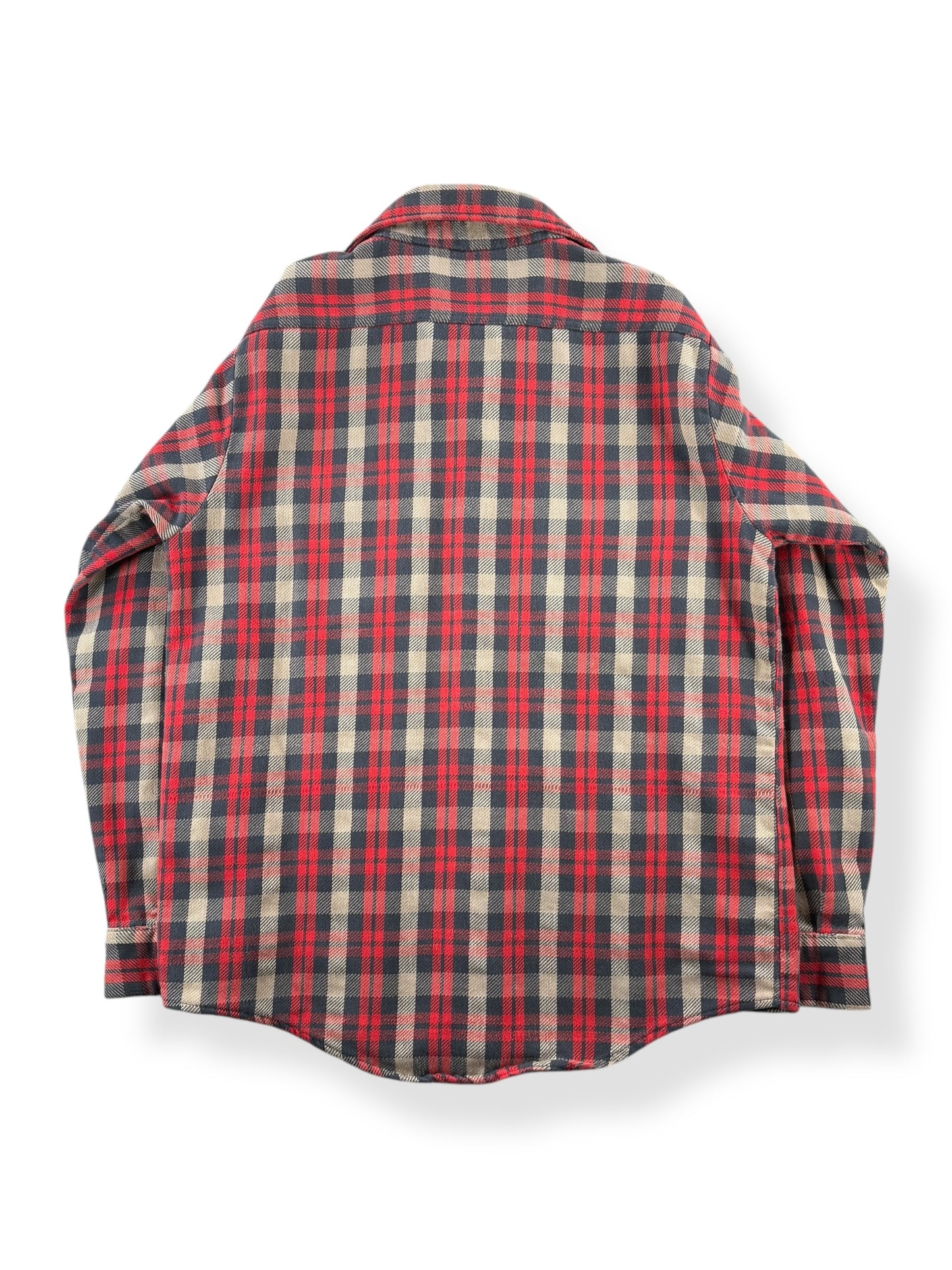 Back of Vintage Mr Leggs Red Plaid Cotton Flannel SZ M