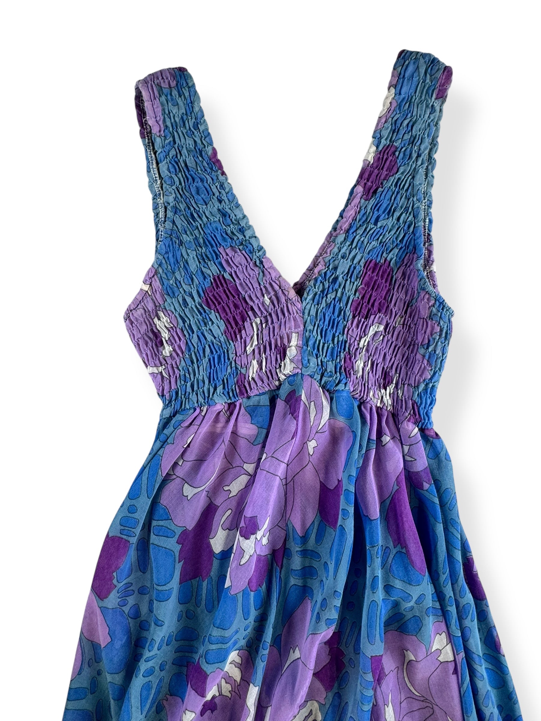 Back of 1970s Denise Are There! Floral Dress S-M