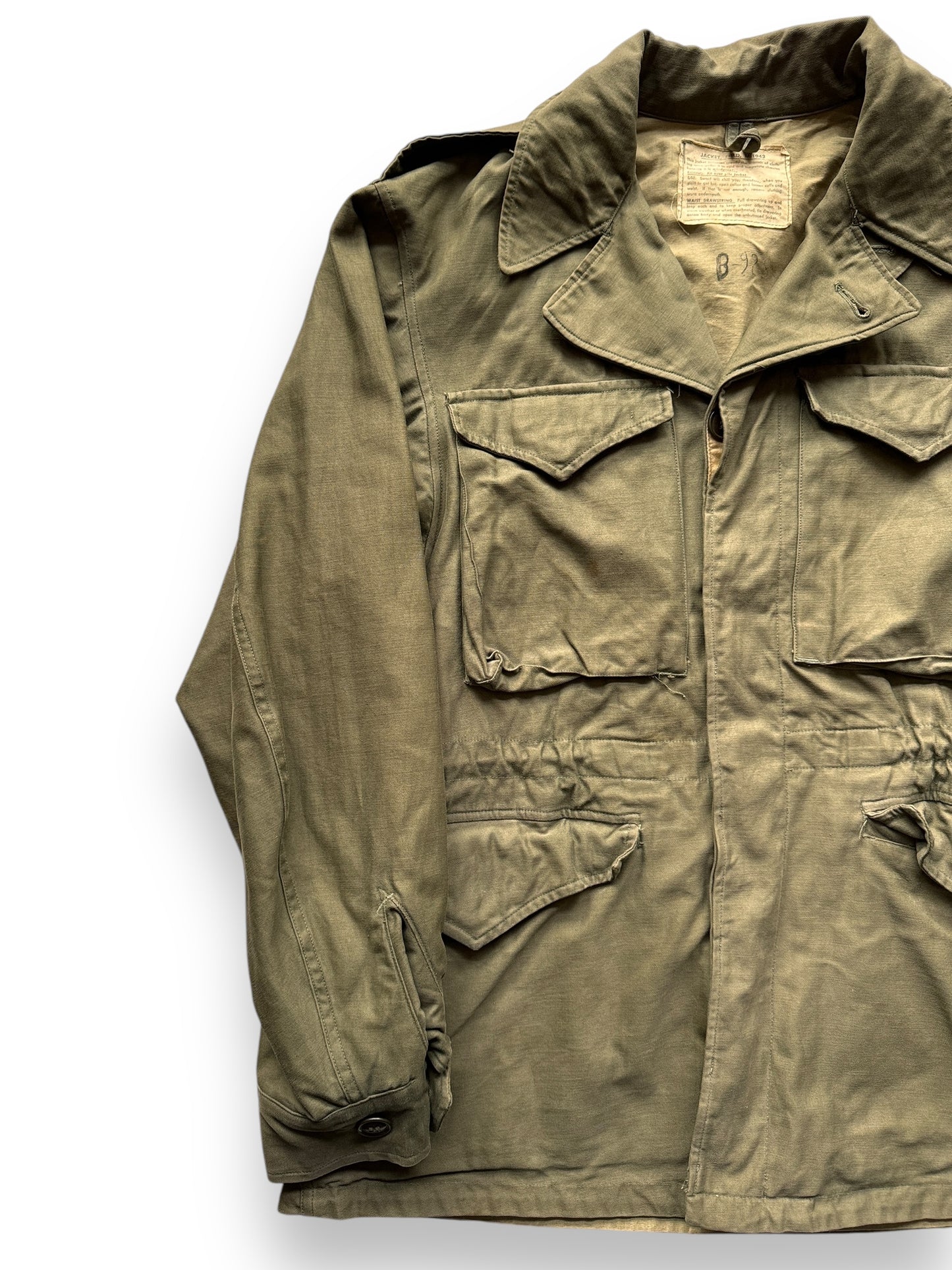 front right of Vintage WWII Era M-1943 Field Jacket SZ M