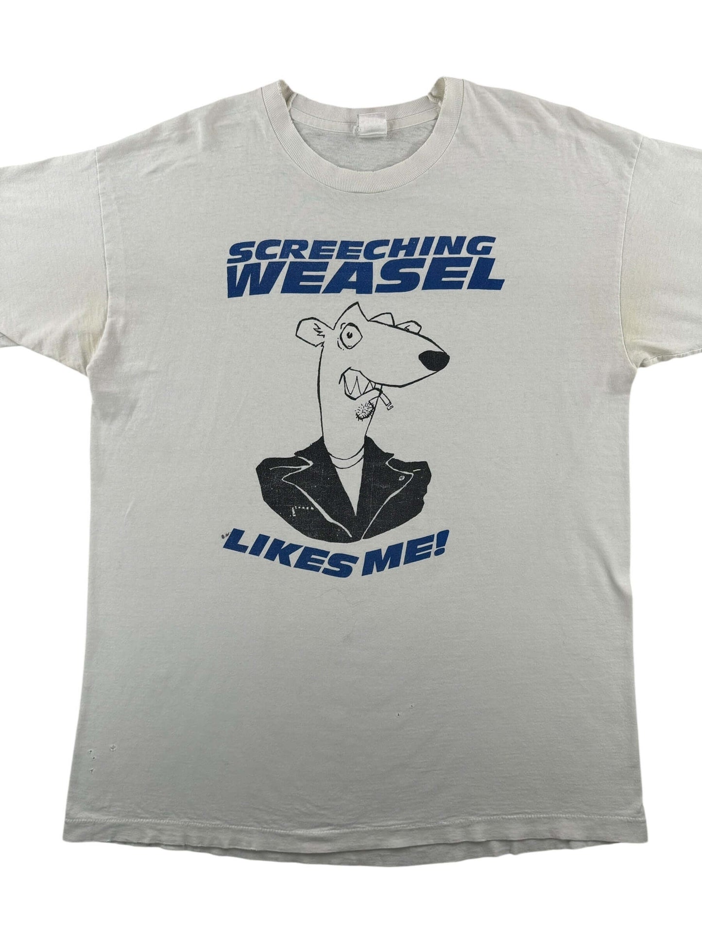 Front Close Up of Vintage Screeching Weasel Loves Me Tee SZ XL