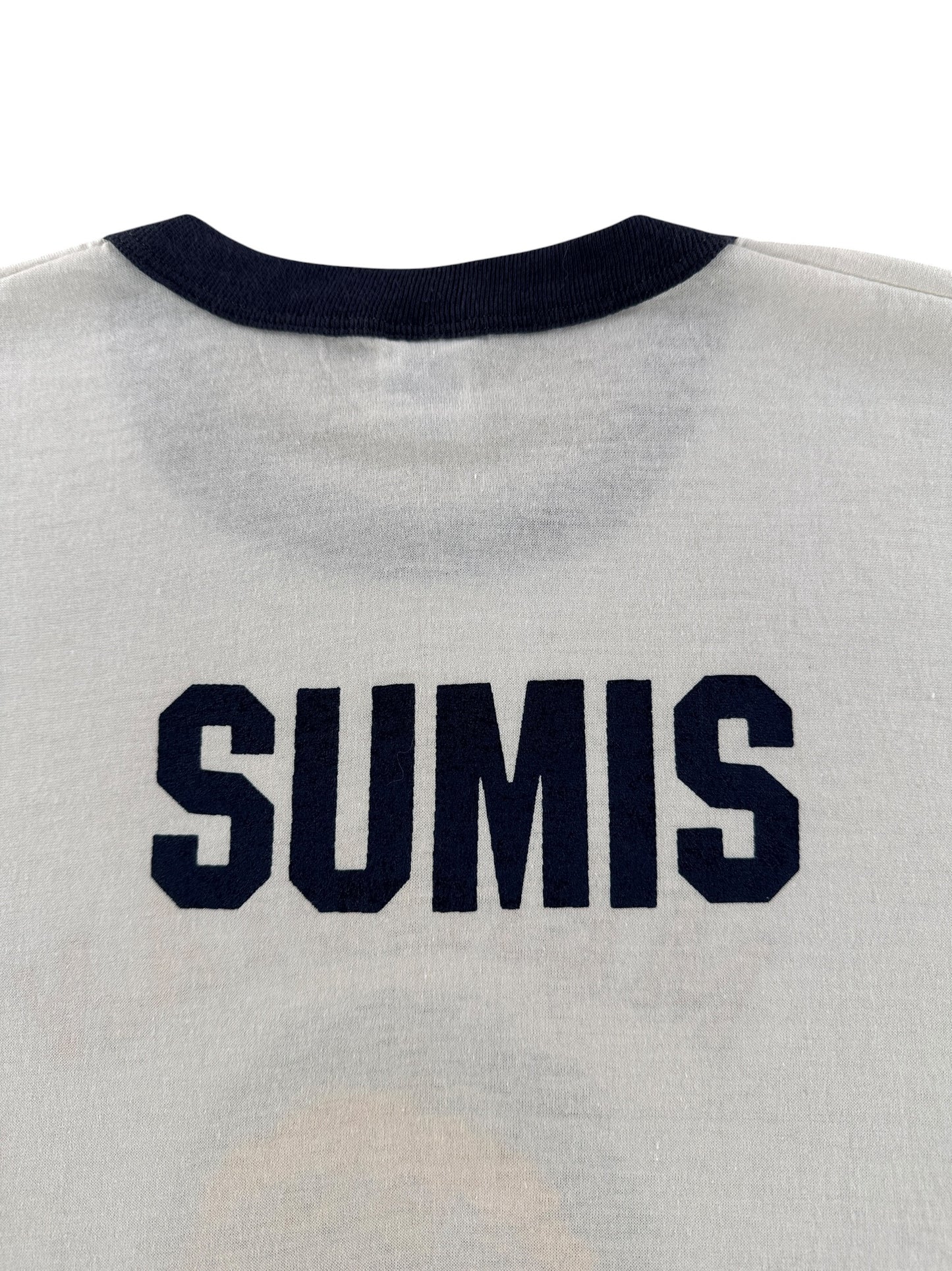 Back Graphic of Vintage Meridian Football Ringer Tee SZ L (Fits M)