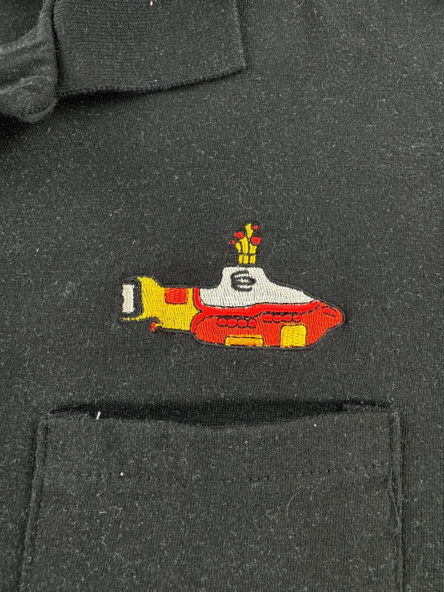 Embroidery on Vintage Beatles Yellow Submarine Polo Shirt SZ XL