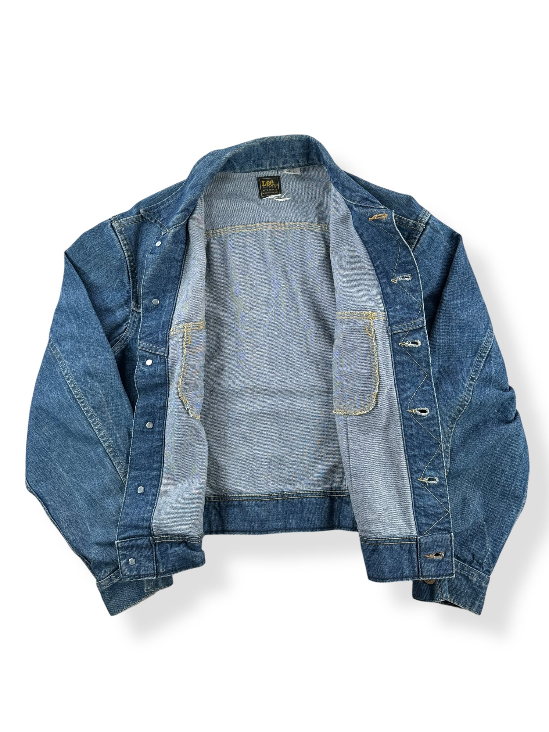 Inside of Vintage Union Made Lee Denim Jacket SZ L