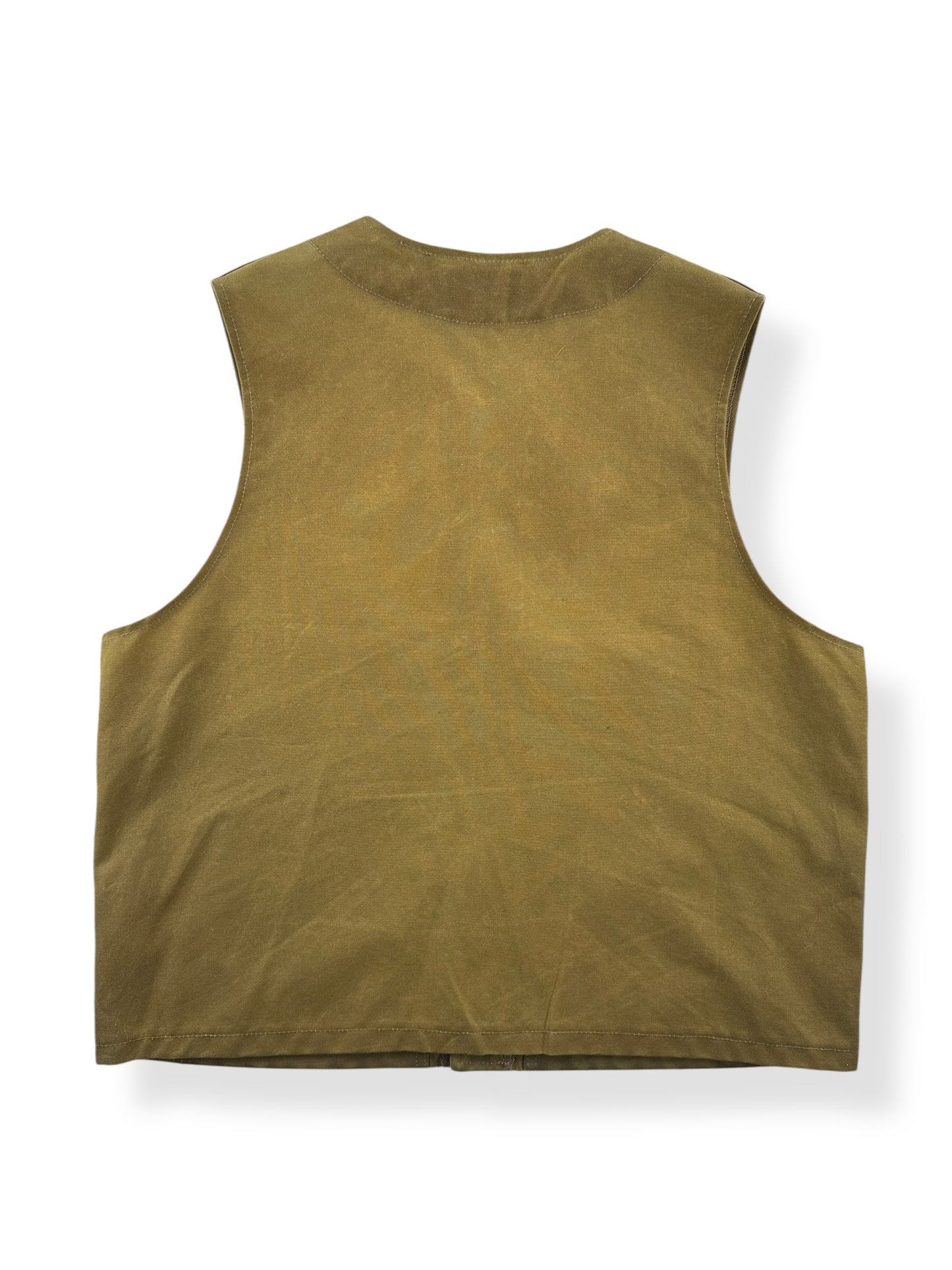 Back of Filson Dark Tan Tin Cloth Vest SZ 46