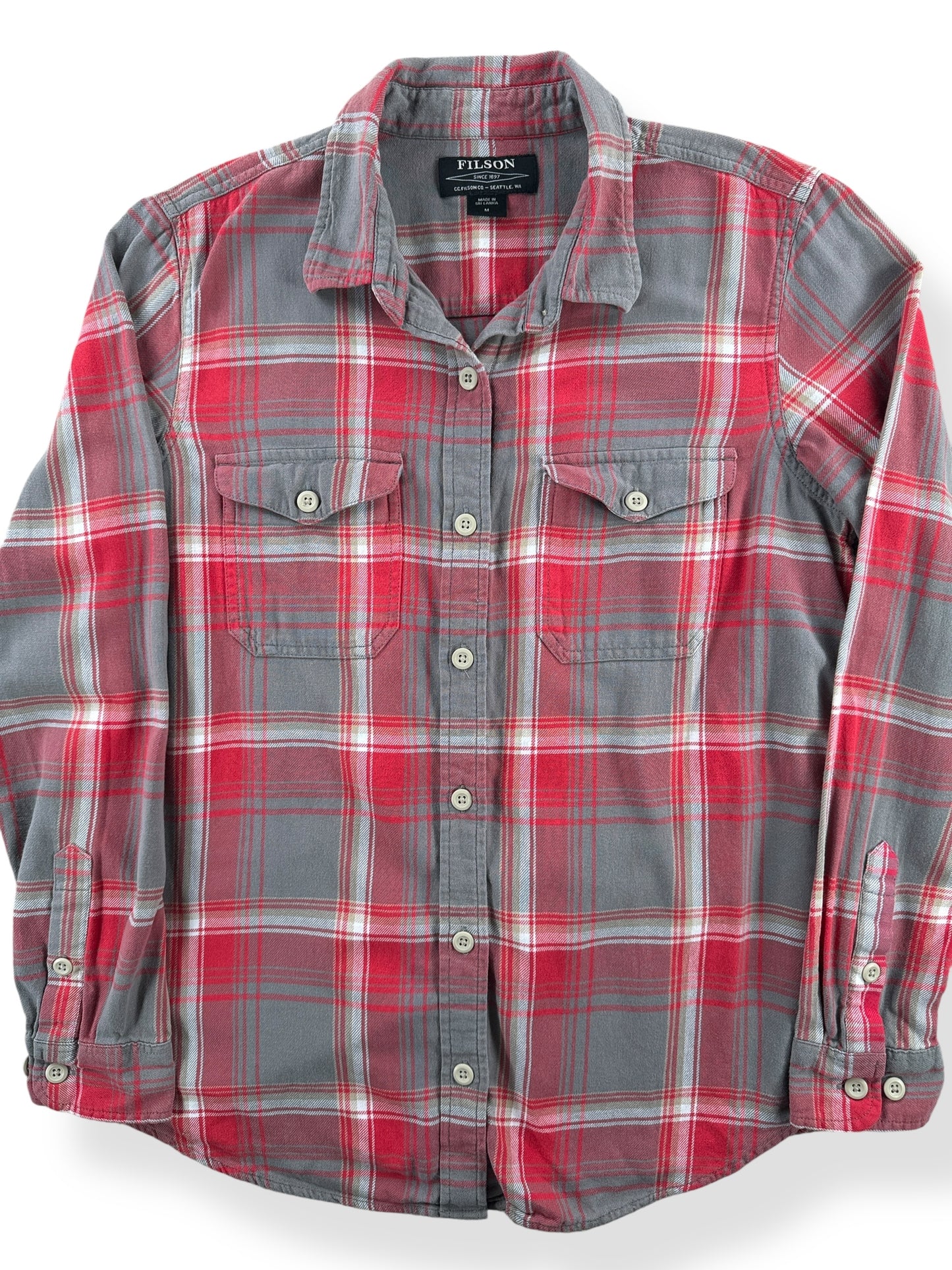 Front Close Up of Filson Women's Scout Flannel Shirt SZ M