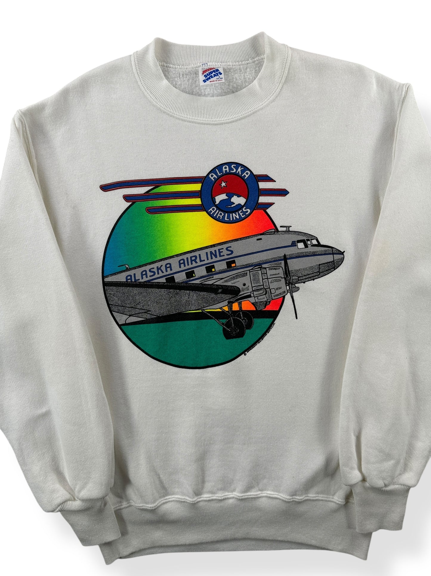 Front Close Up of Vintage Alaska Airlines Sweatshirt SZ XS