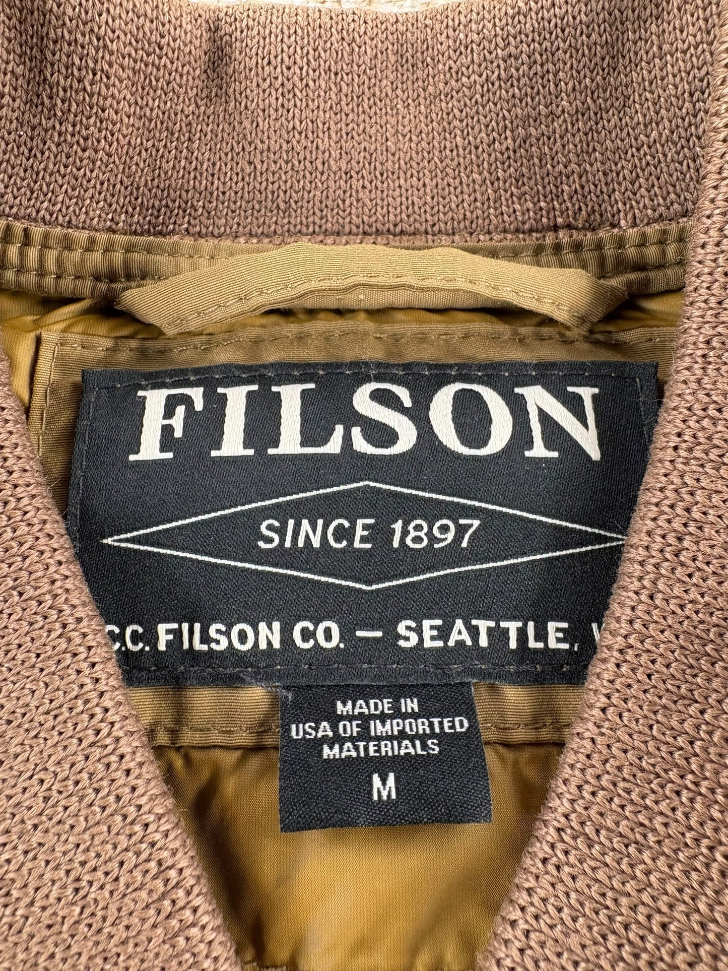 Tag on Modern Filson Quilted Pack Bomber SZ M