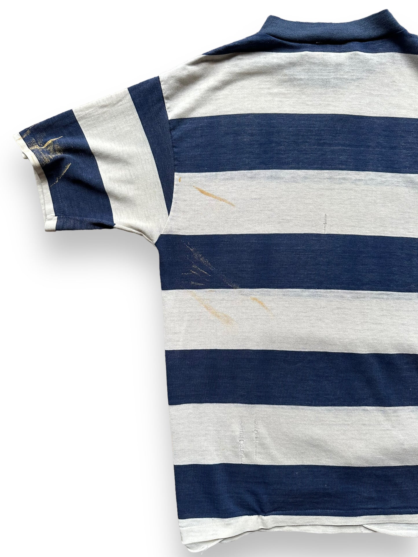 Rear Left Detail On Vintage Sears Permaprest Striped Shirt SZ M | Vintage Striped Shirt Seattle | Barn Owl Vintage Seattle