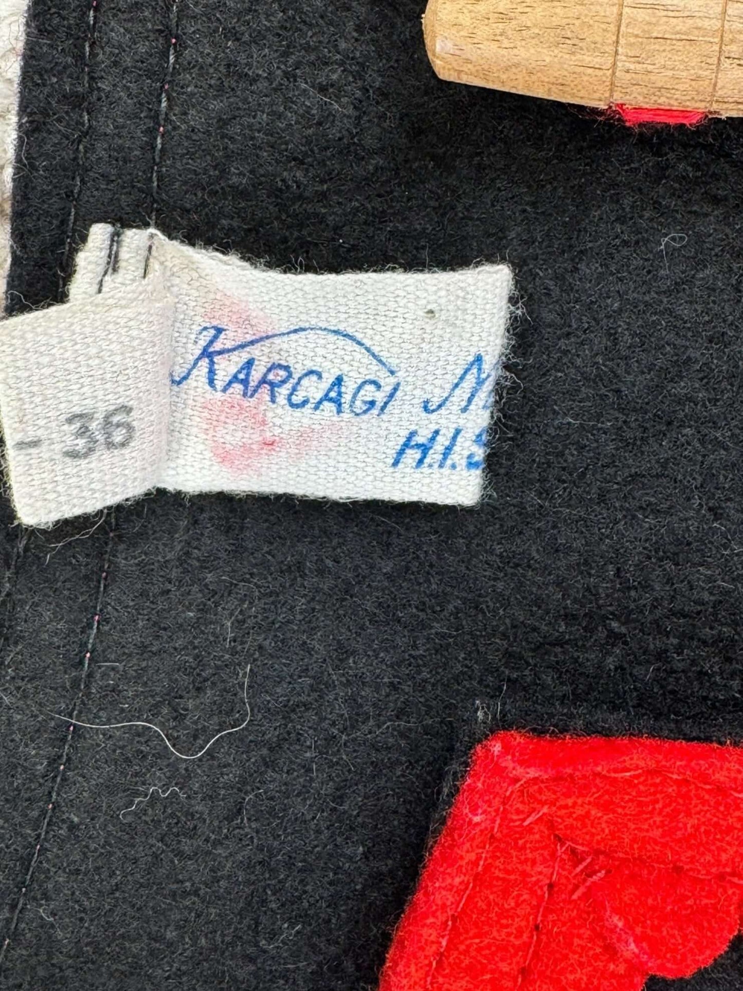 Tag of Vintage Hungarian Embroidered Wool Cape M