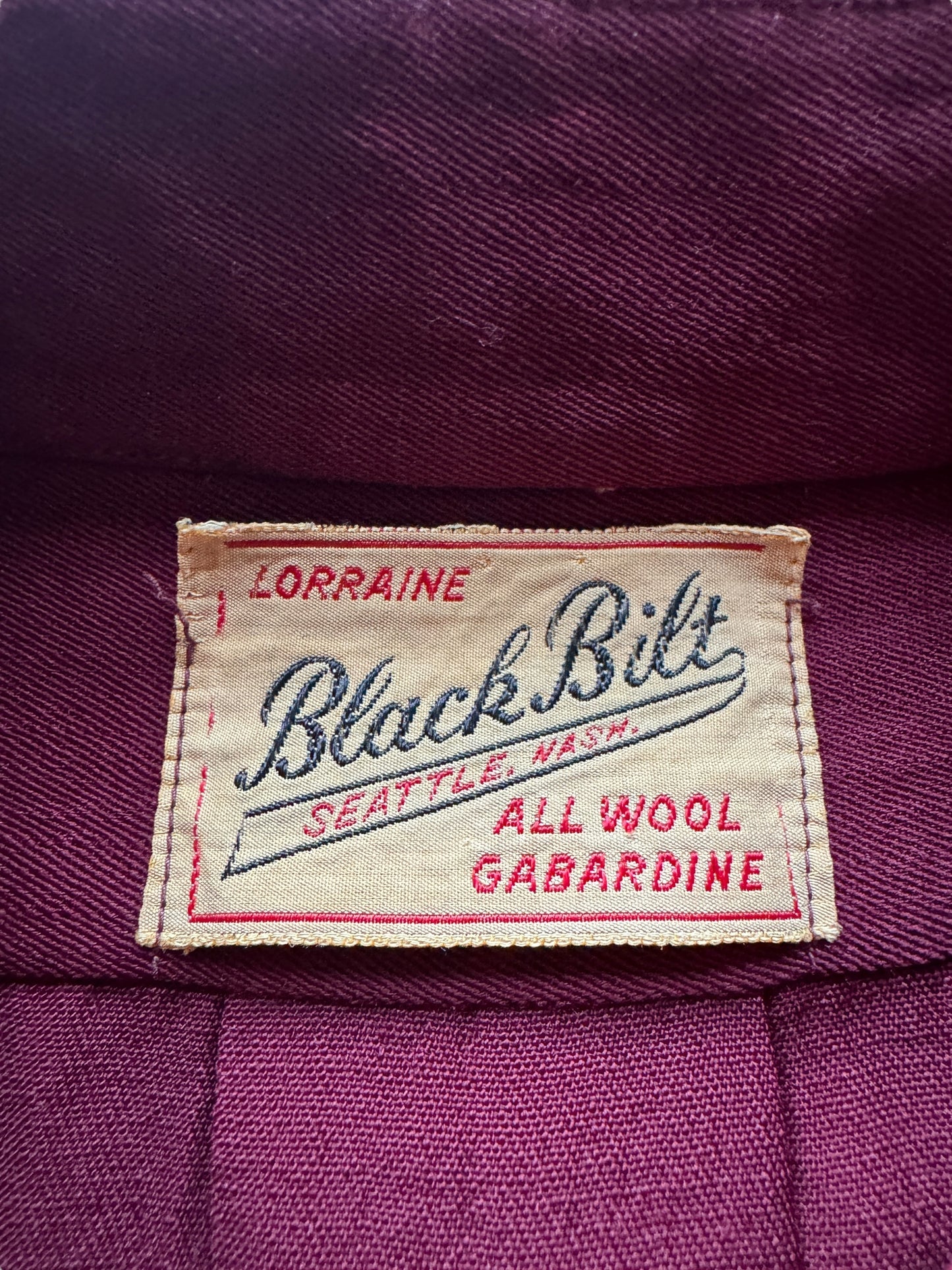 tag on Vintage Lorraine Black Bilt Gabardine Western Shirt SZ XL
