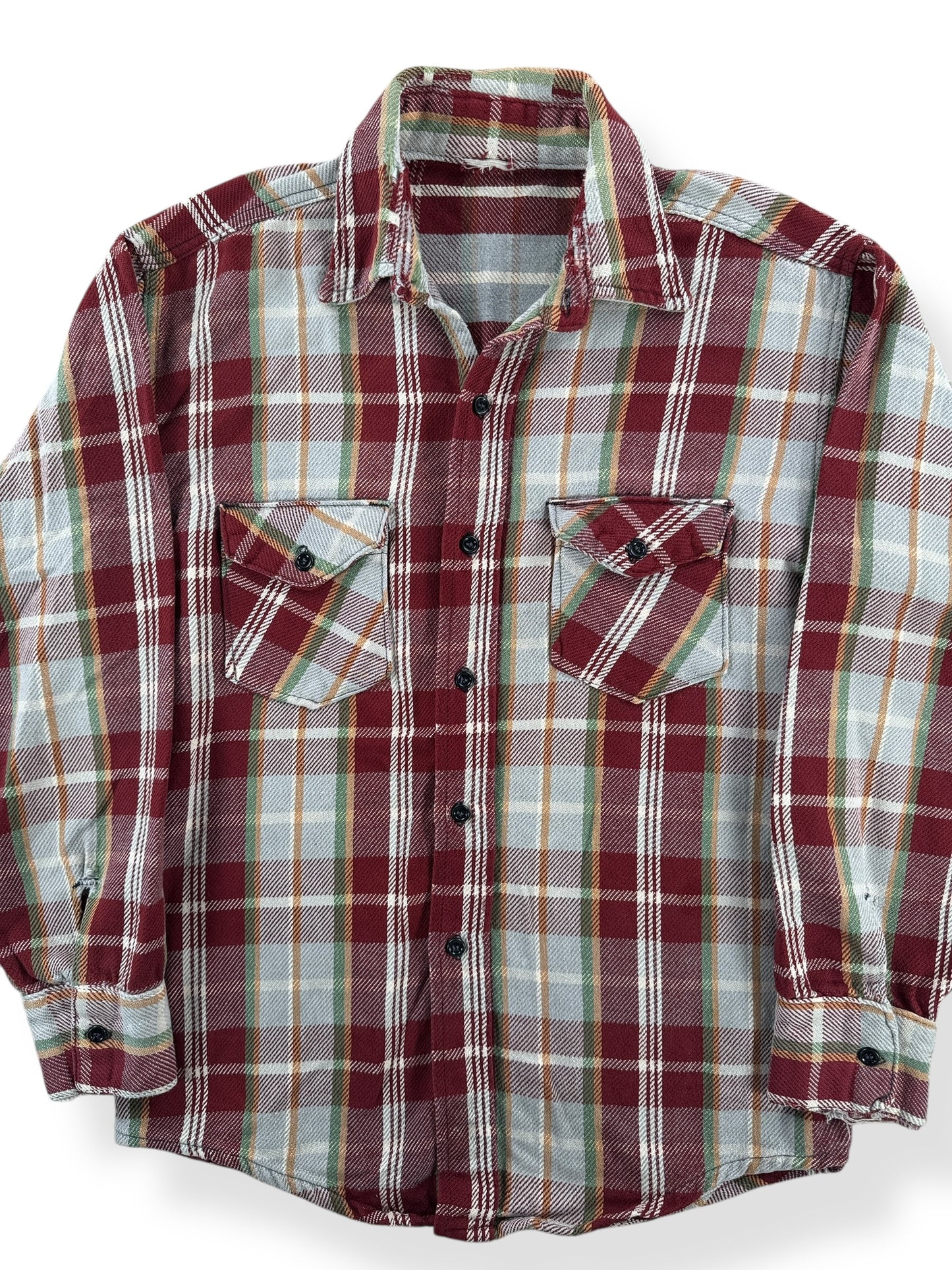 Front Close Up of Vintage Thrasher Cotton Flannel SZ L