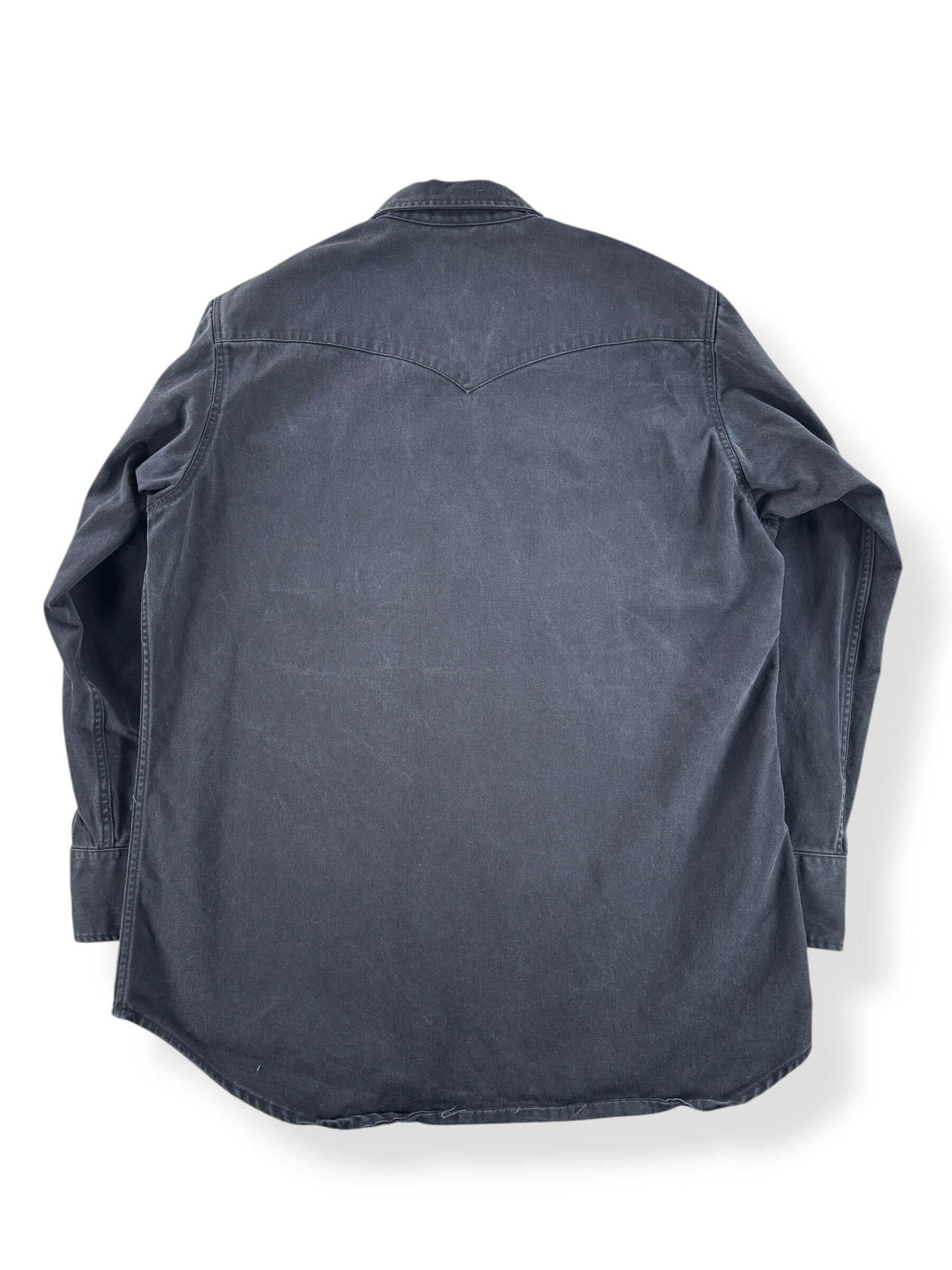 Back of Vintage Black Carhartt Pearl Snap SZ XL
