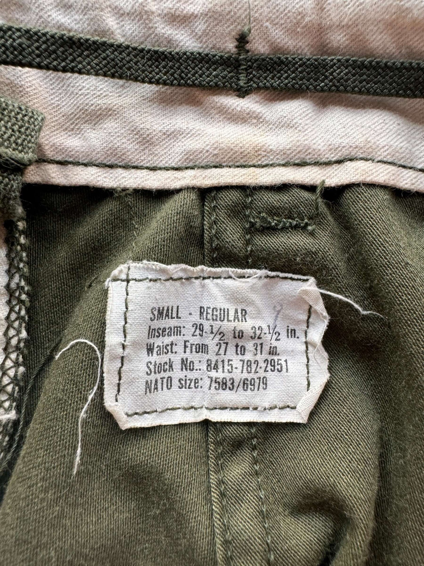 Tag on Vintage Viet Nam Era M-65 Cargo Pants SZ SM REG W30