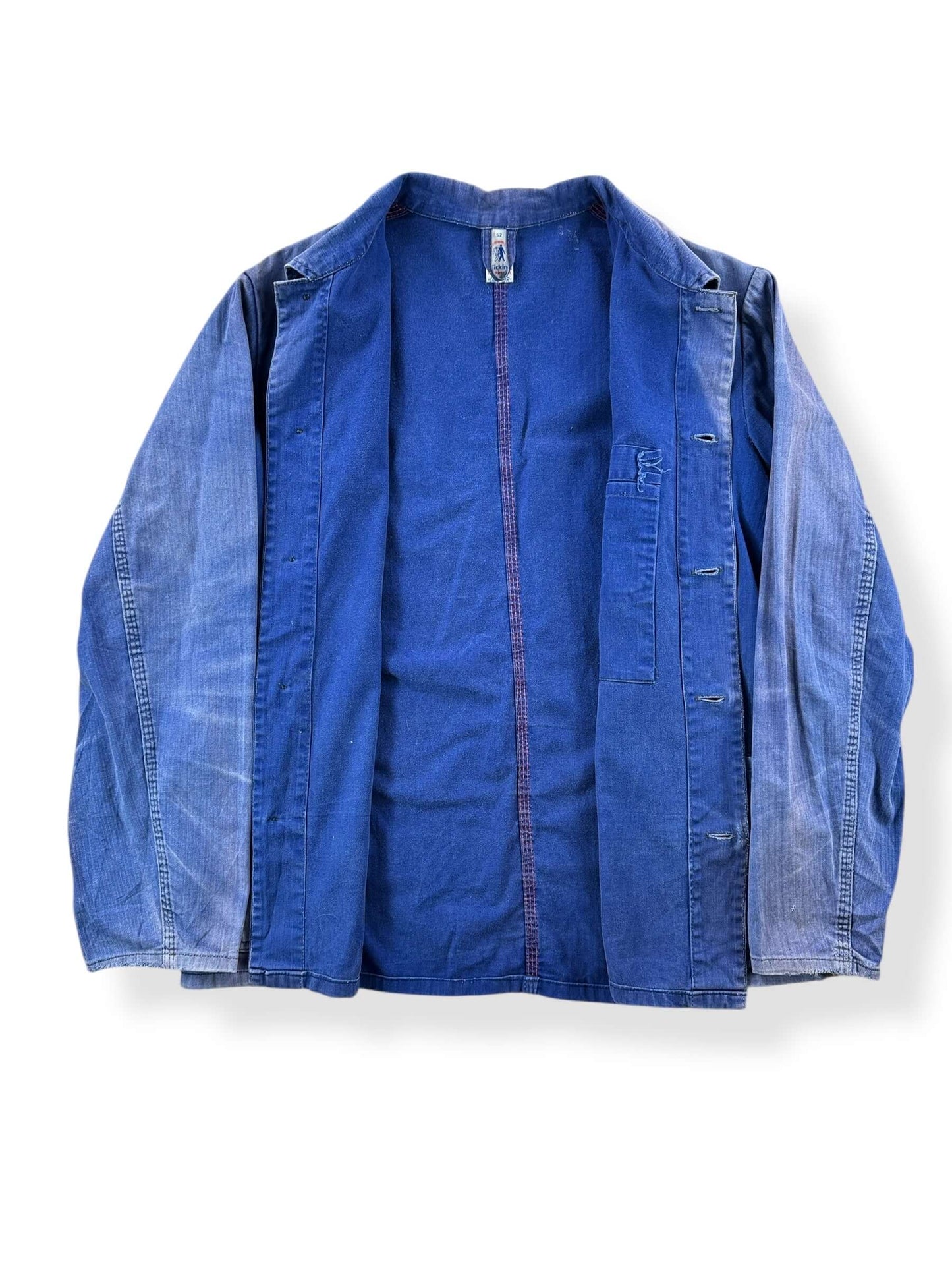 Inside of Vintage Perfect Sunfade HBT French Chore Coat SZ L