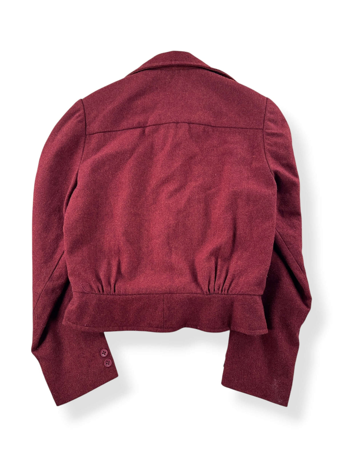 Back of Vintage Ladies Burgundy Wool Jacket SZ S