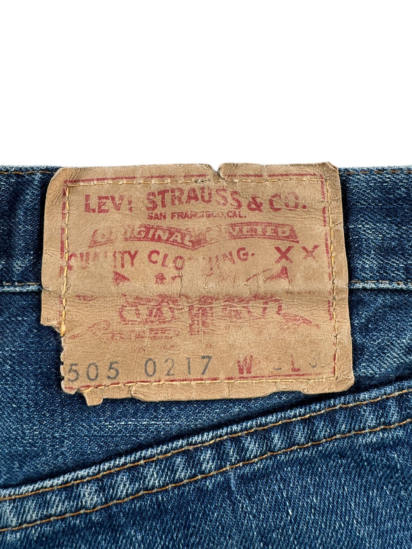 Back Tab on Vintage Levi's 5050217XX Cutoff Shorts W31