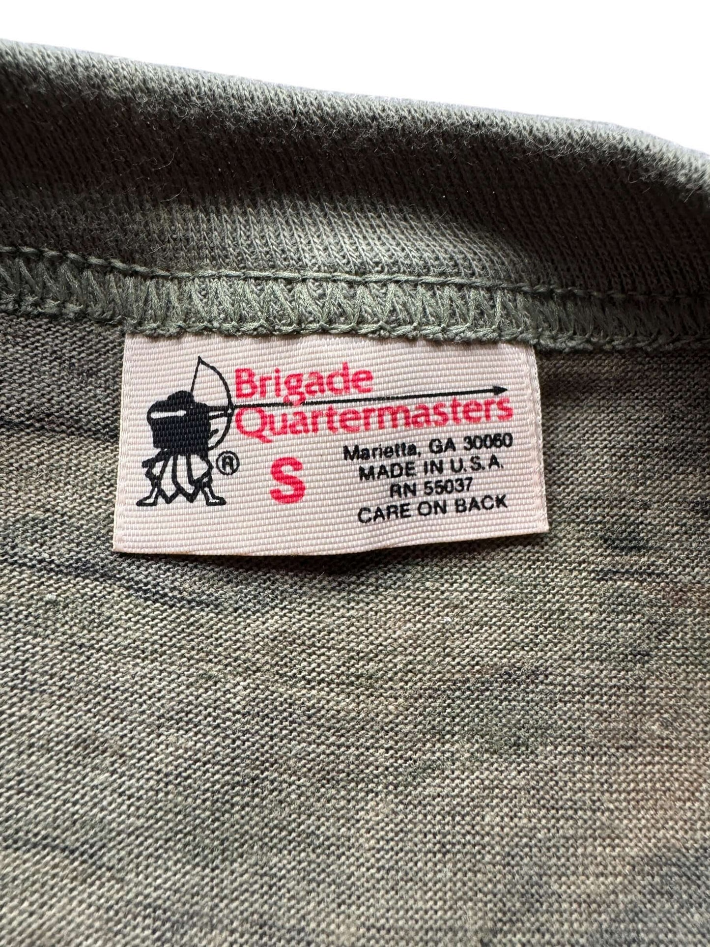 Tag of Vintage Brigade Quartermaster Tiger Camo Tee SZ S
