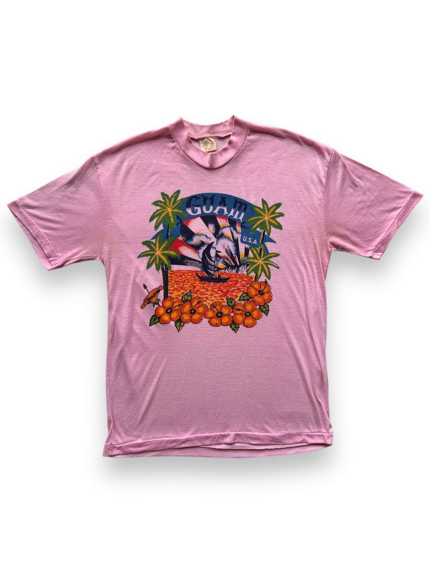 front of Vintage Pink Guam Souvenir Tee SZ M