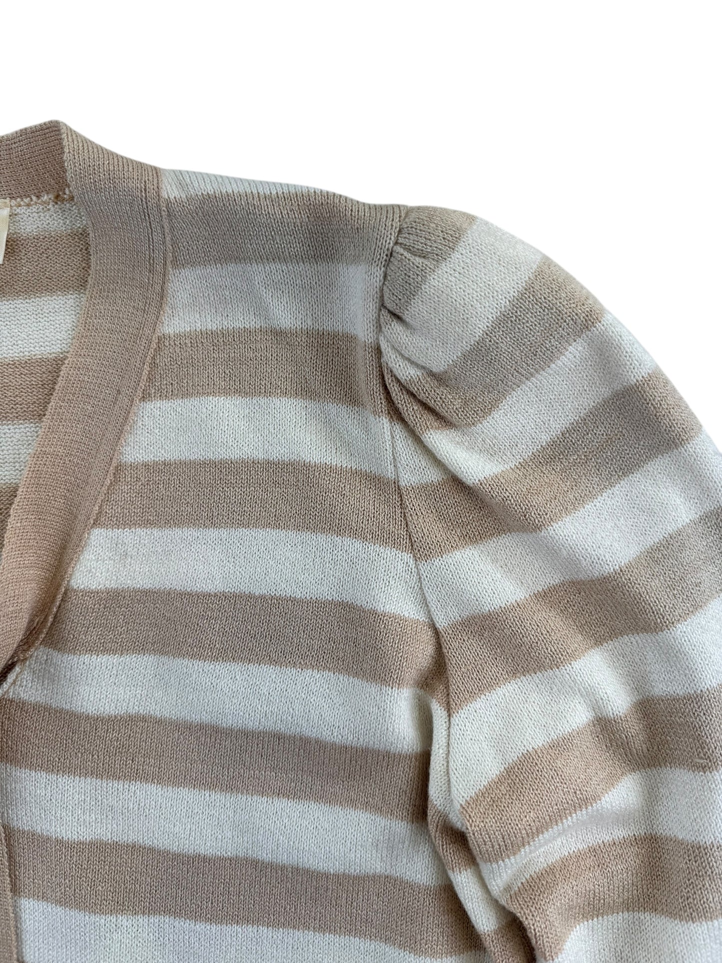 Front left shoulder of 1980s Avanti Striped Knit Top M