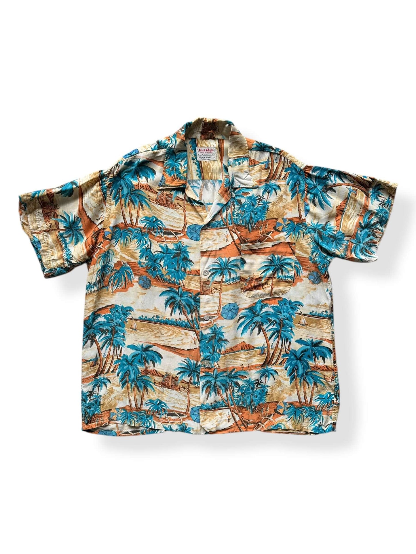 Front of Vintage South Pacific Aloha Shirt SZ XL