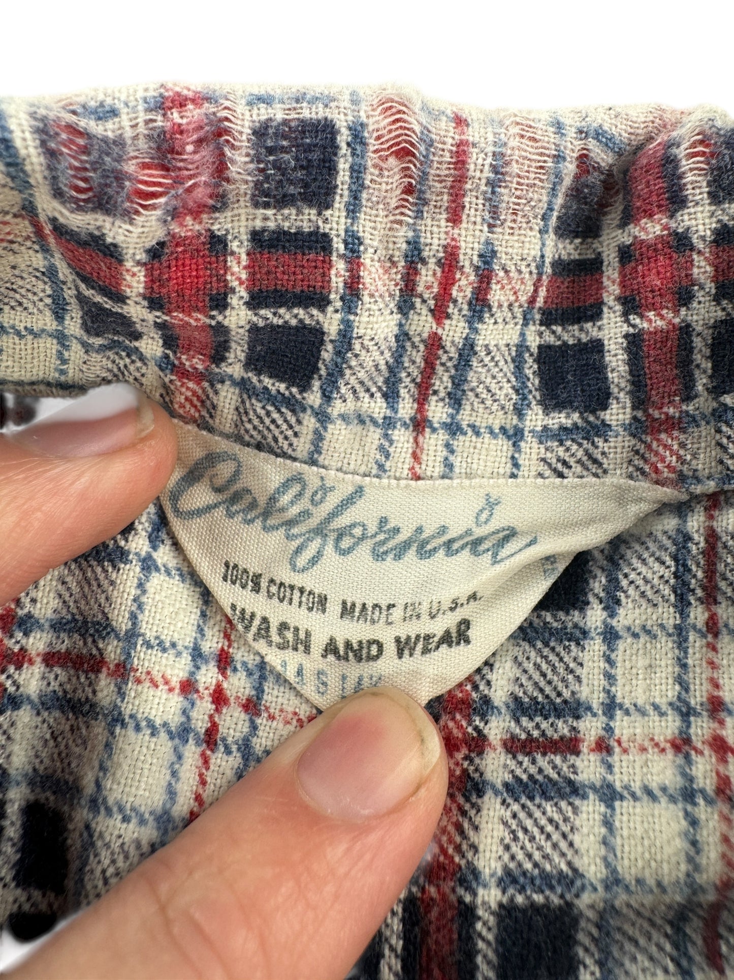 Tag on Vintage California Printed Cotton Flannel SZ XS AS IS