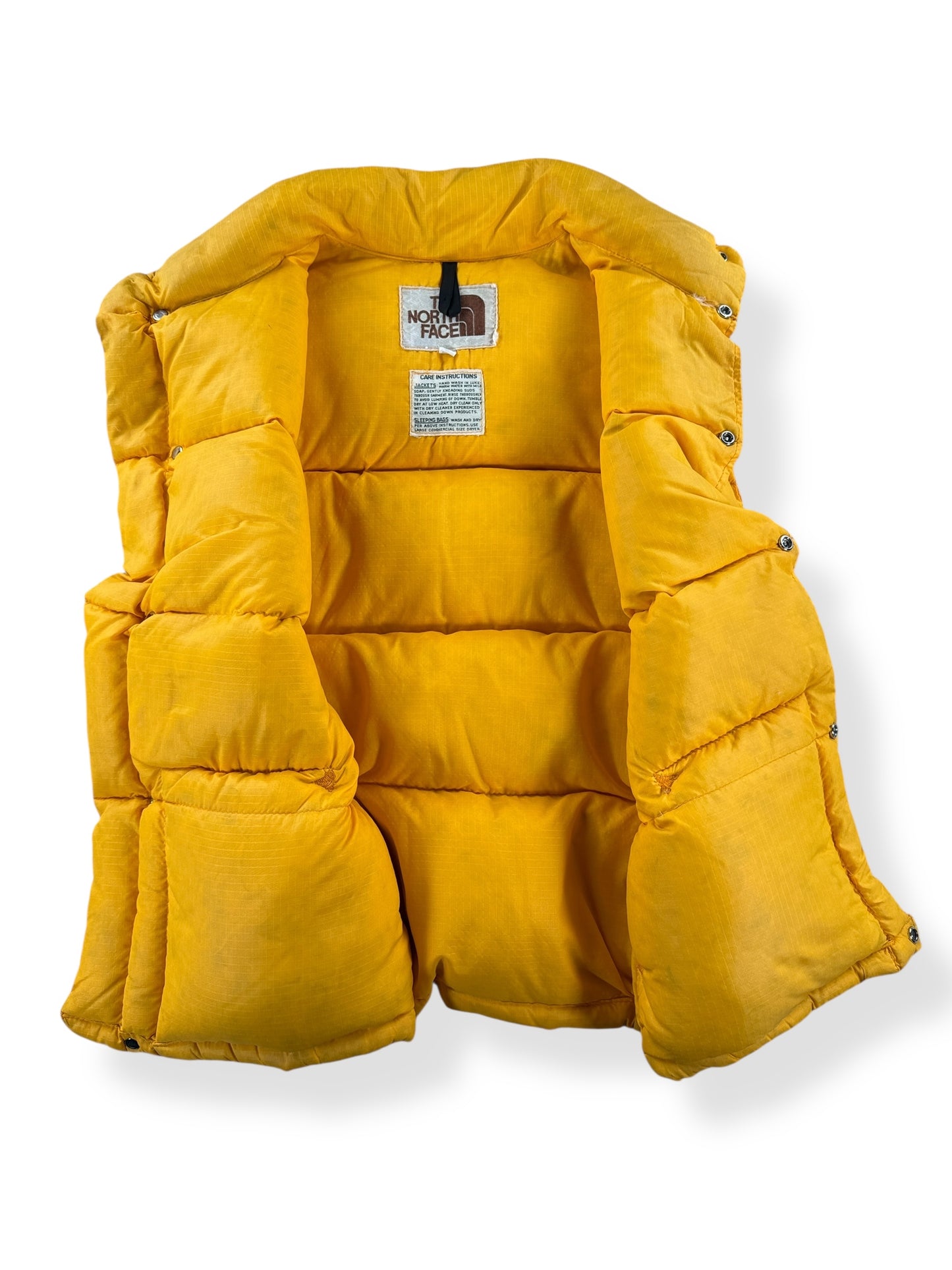 Inside of Vintage North Face Mustard Yellow Down Vest SZ M