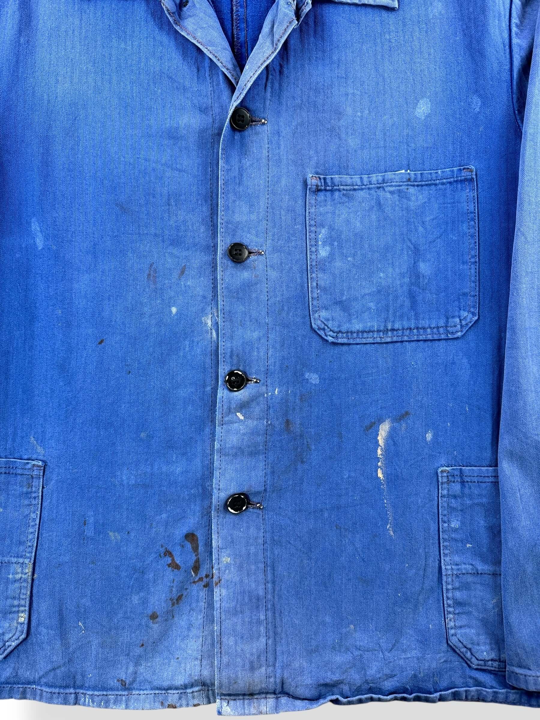 Stains on Vintage Perfectly Faded HBT French Chore Coat SZ XL