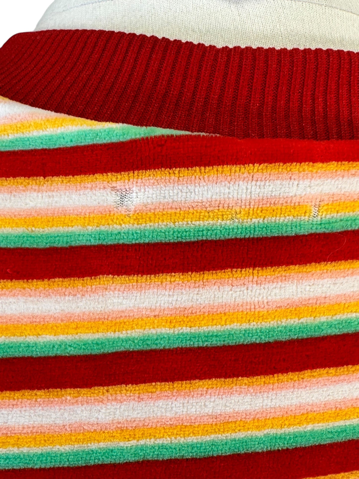 Two worn spots of 1970s Striped Velour Top M