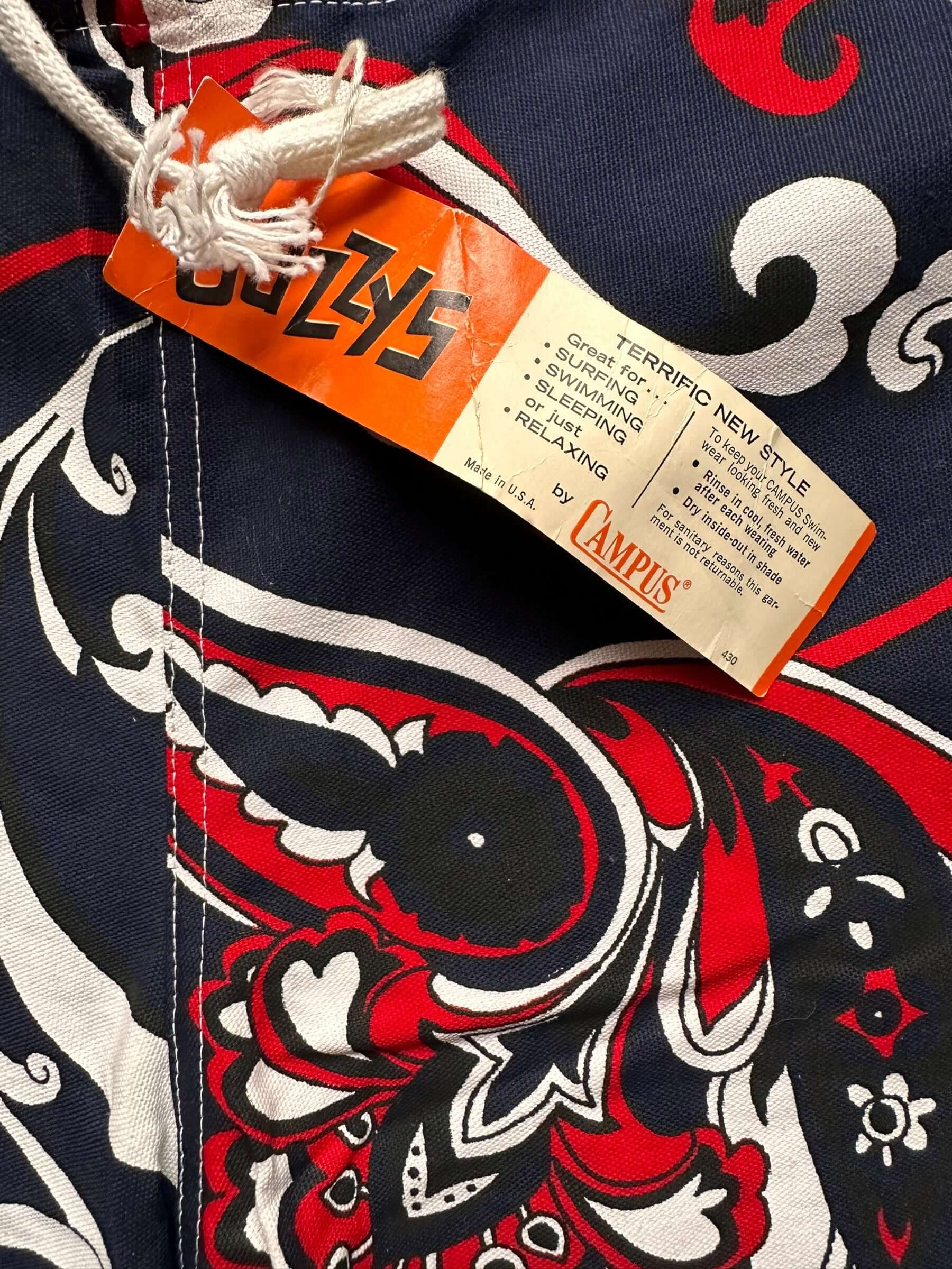 Tag Close Up View on New Old Stock Jazzy's By Campus Bathing Suit SZ S | Barn Owl Vintage Seattle | Vintage Bathing Suit Seattle