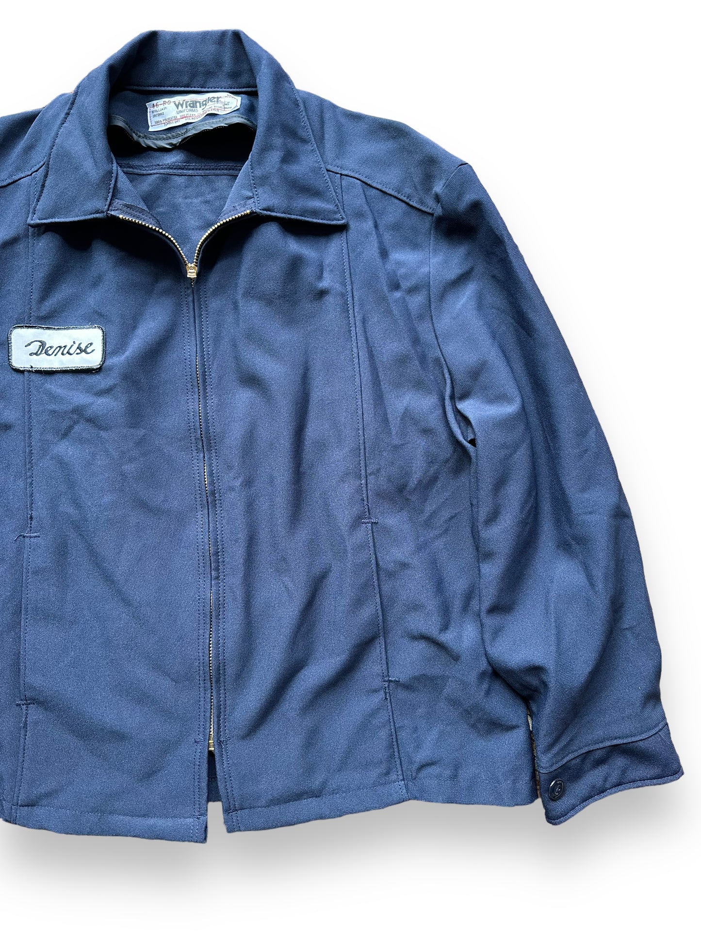 Front Left Side View of Vintage Wrangler Gas Station Jacket SZ 46 | Vintage Workwear Jacket Seattle | Barn Owl Vintage Goods