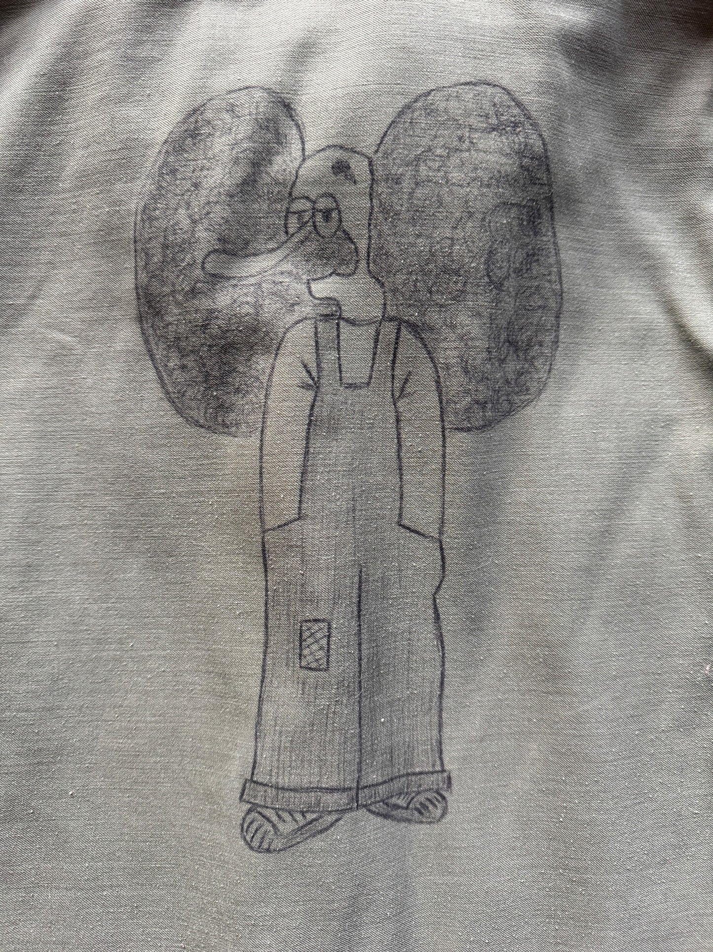 drawing on Vintage M-65 Field Jacket w/ Original Artwork SZ M