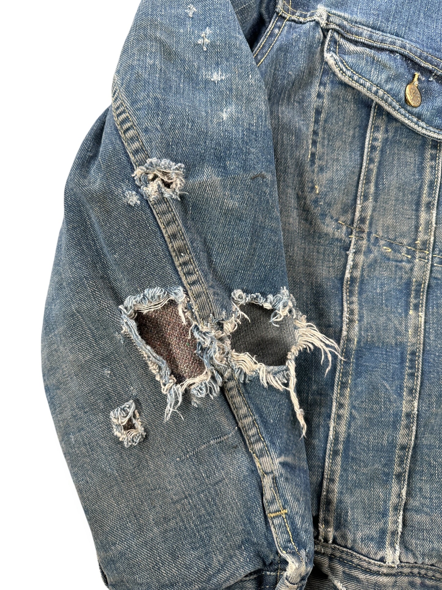 Damage on Vintage Lee 101-LJ Storm Rider Jacket SZ XXL