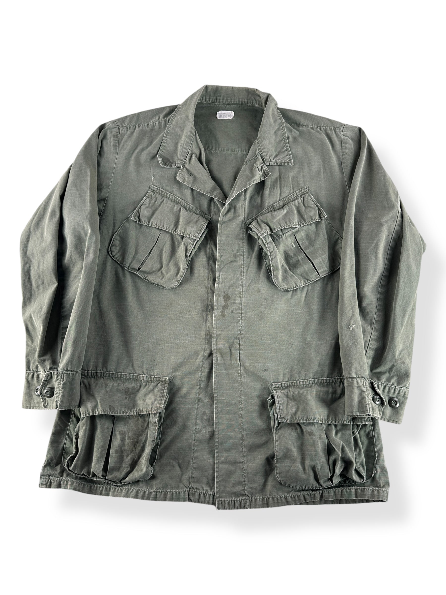 Front of Vintage 4th Pattern Cotton Ripstop Jungle Jacket SZ XL