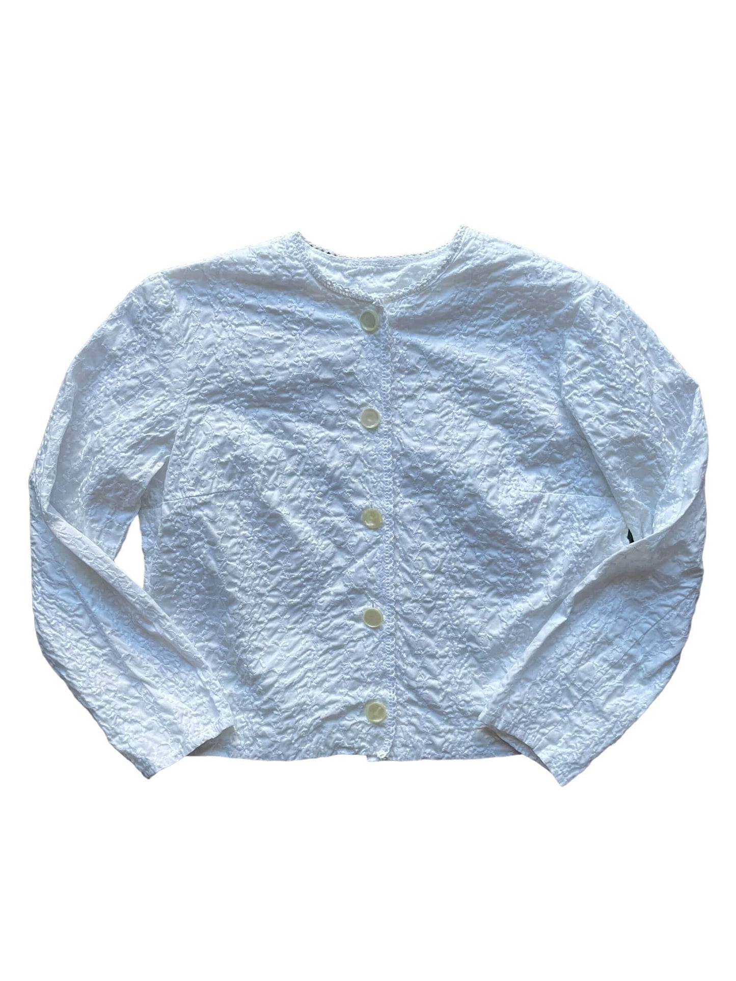 Full front view of 1960s Tropicana Embroidered Top L