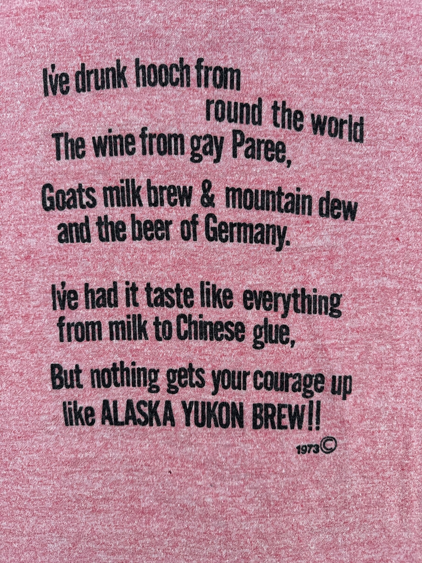 Back Graphic of Vintage 70s Alaska Ale Ringer Tee SZ S