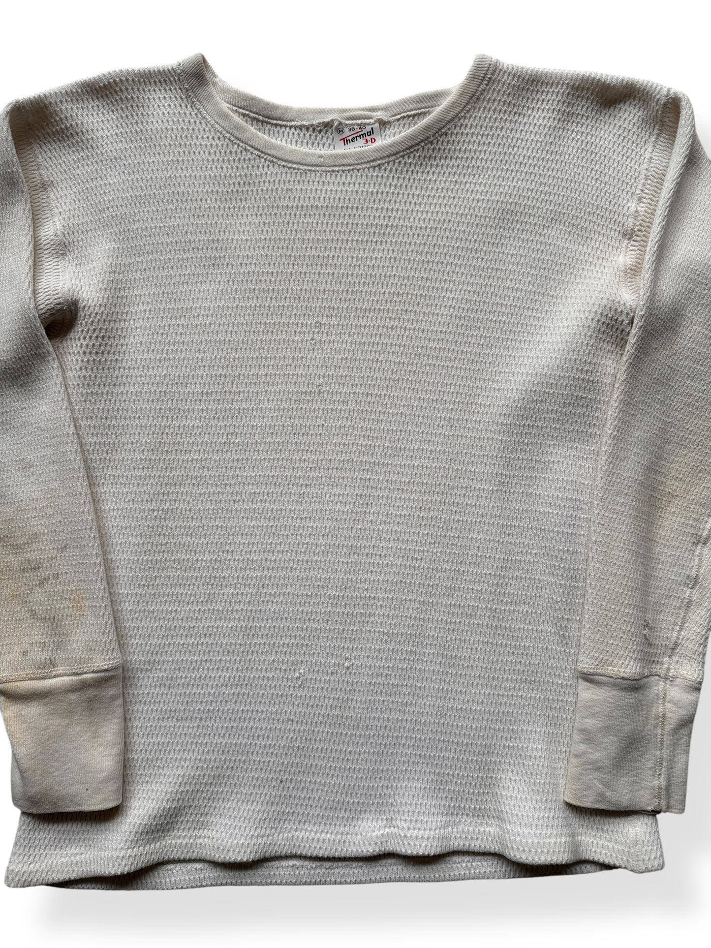 Front Close Up of Vintage Thermal 3-D 100% Cotton Thermal Top SZ M