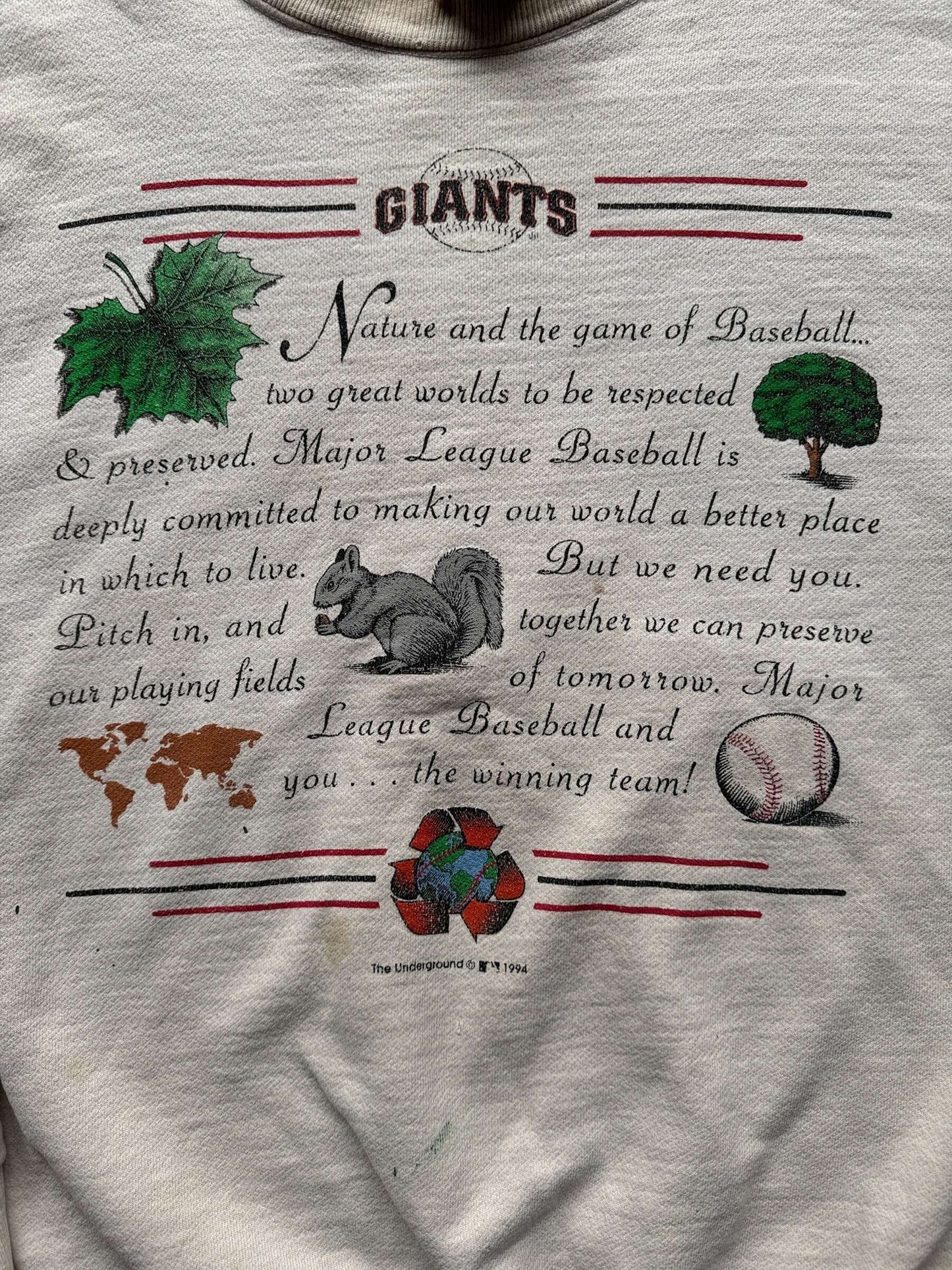 Graphic on Vintage SF Giants Thrashy Crewneck SZ XL