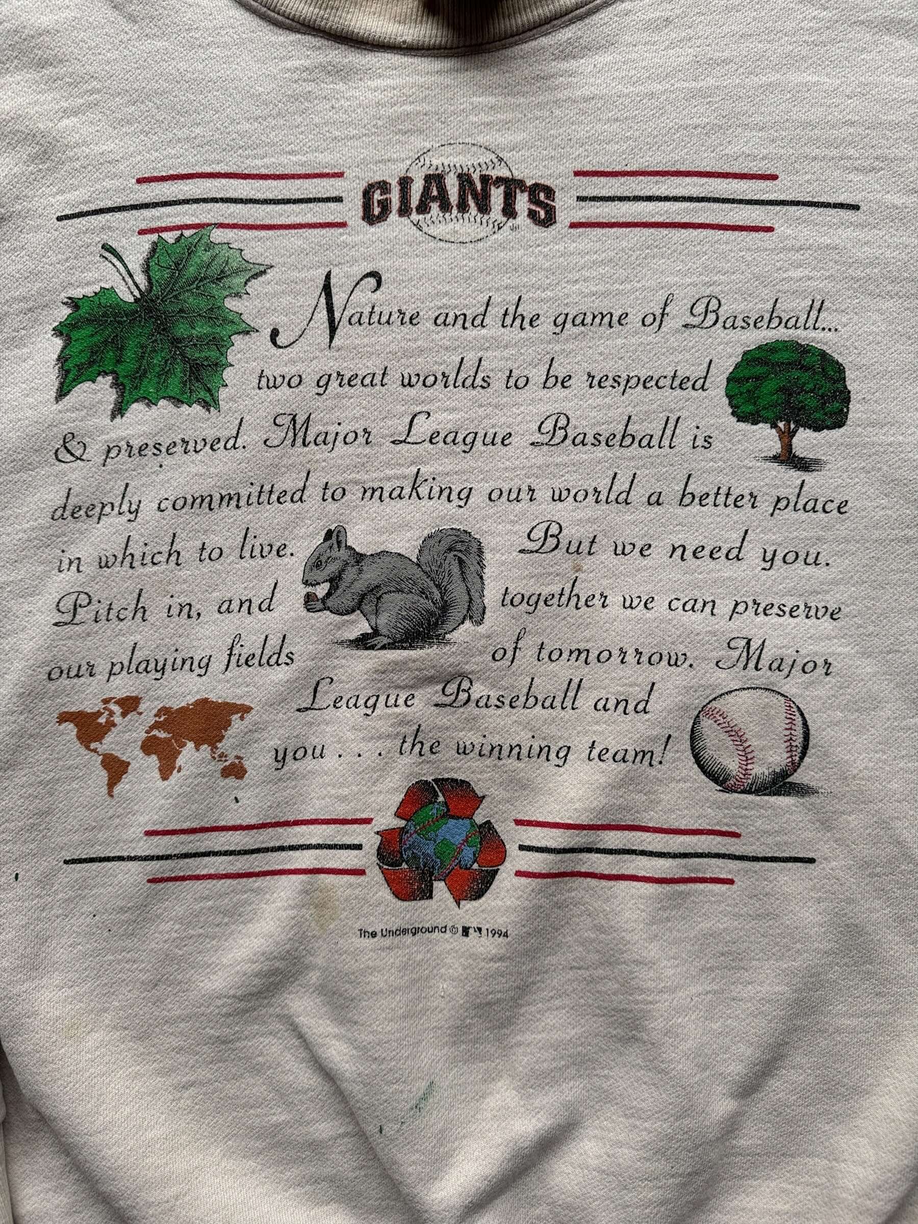 Graphic on Vintage SF Giants Thrashy Crewneck SZ XL