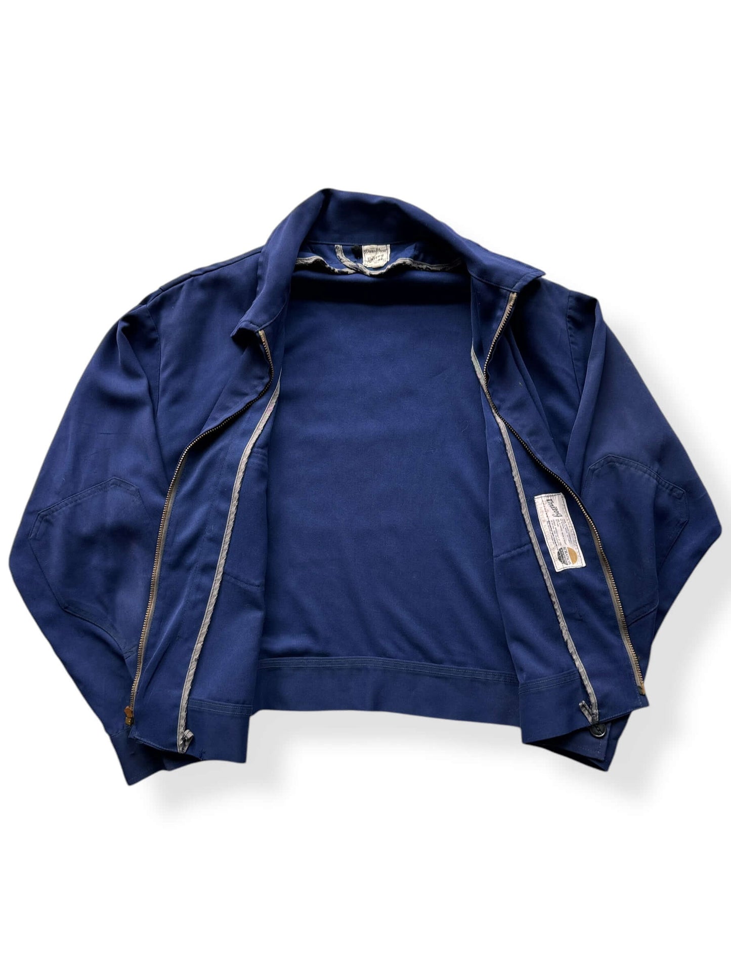 Inside of Vintage Unitog Koratron Blue Shop Jacket SZ 48